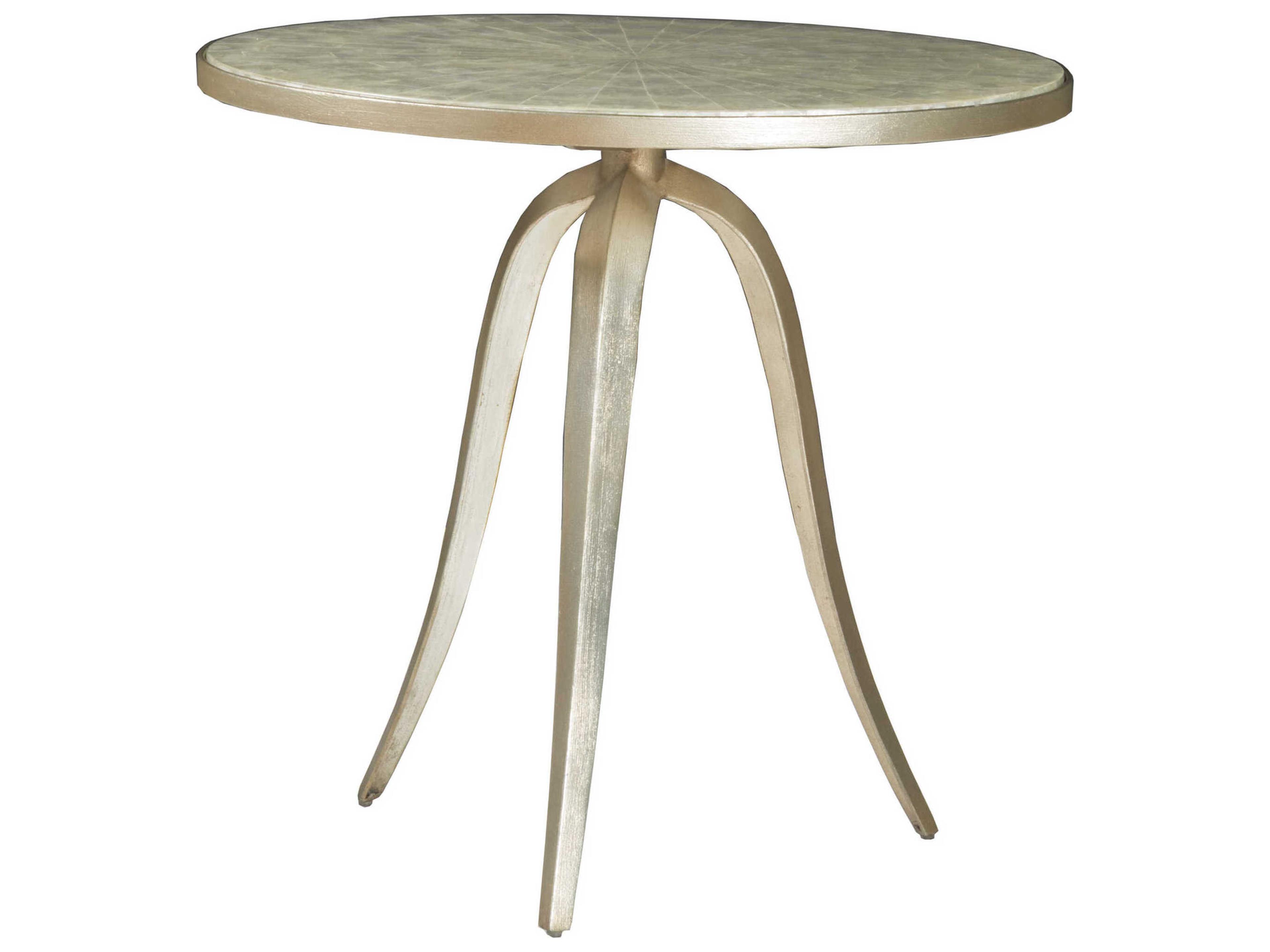 Capiz Round Stone Champagne End Table