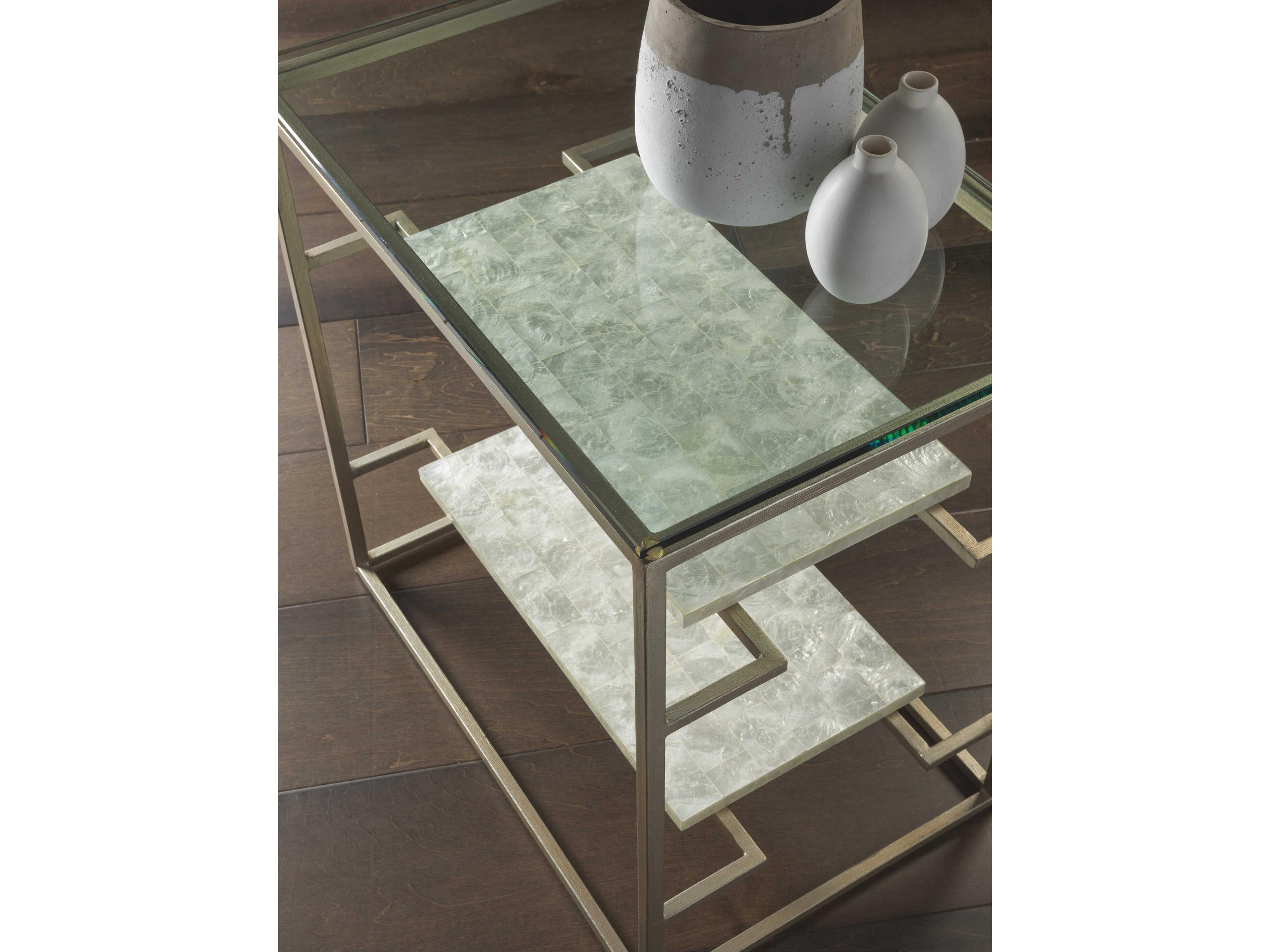 Artistica Cumulus Rectangular Glass Champagne End Table