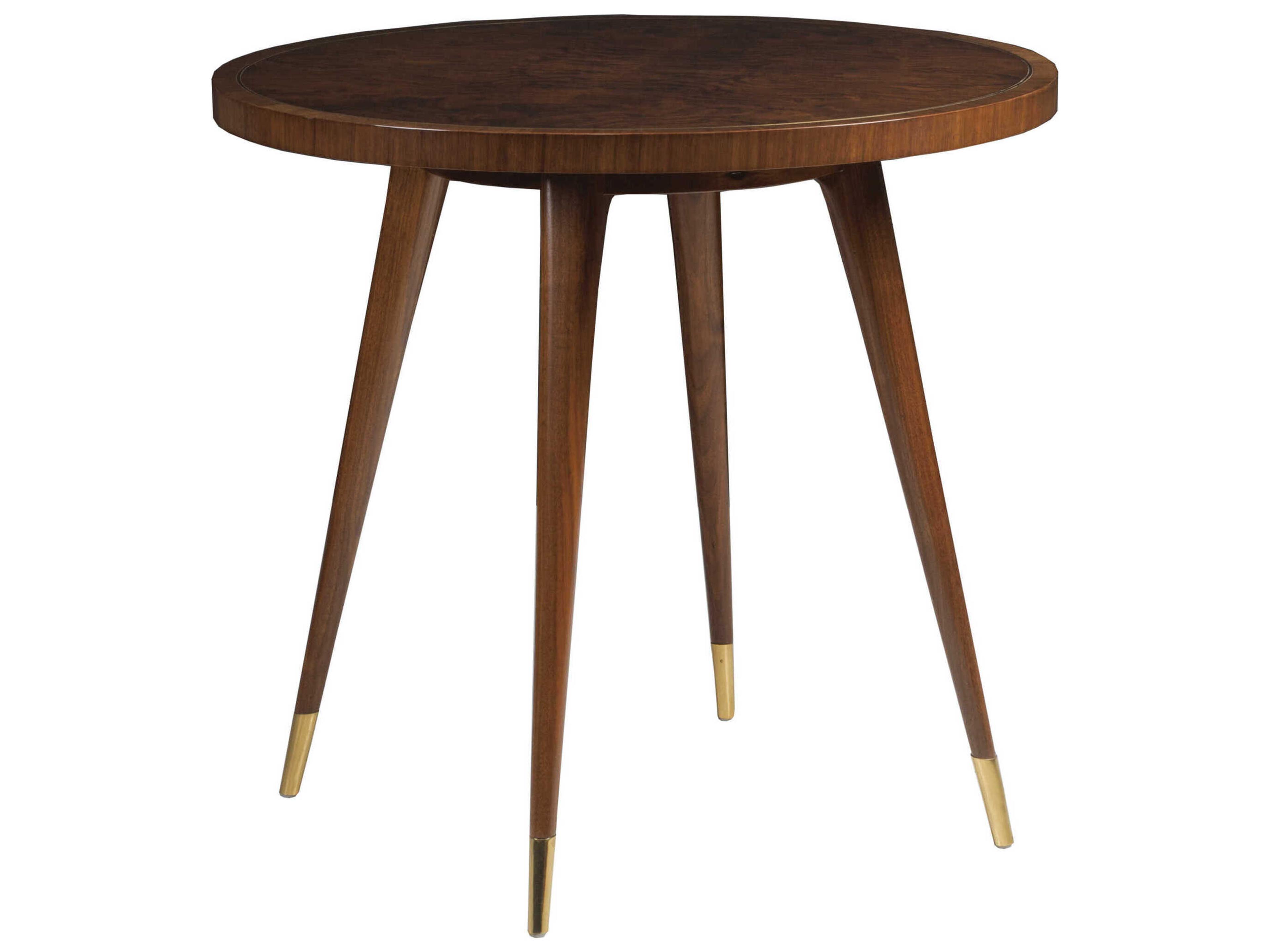 Marlowe Round Wood Rich Clear Dark Brown End Table