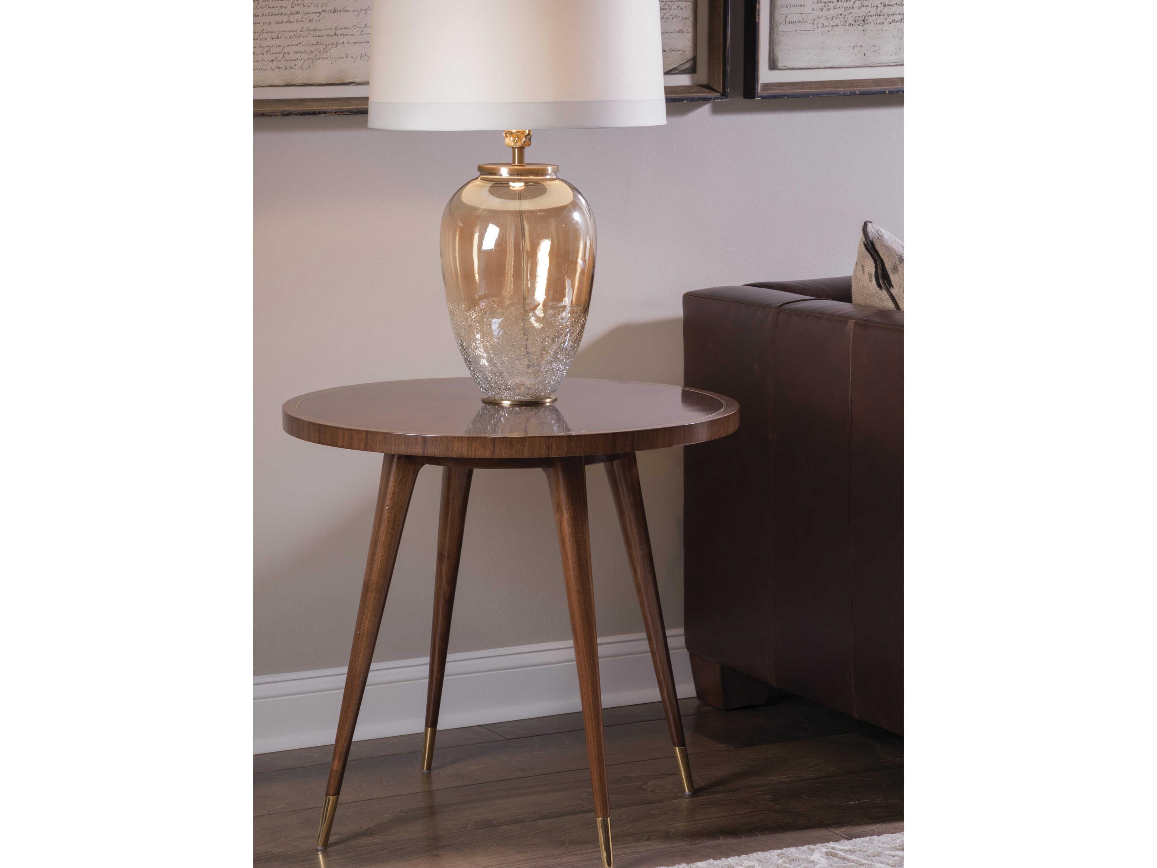Artistica Marlowe Round Wood Rich Clear Dark Brown End Table