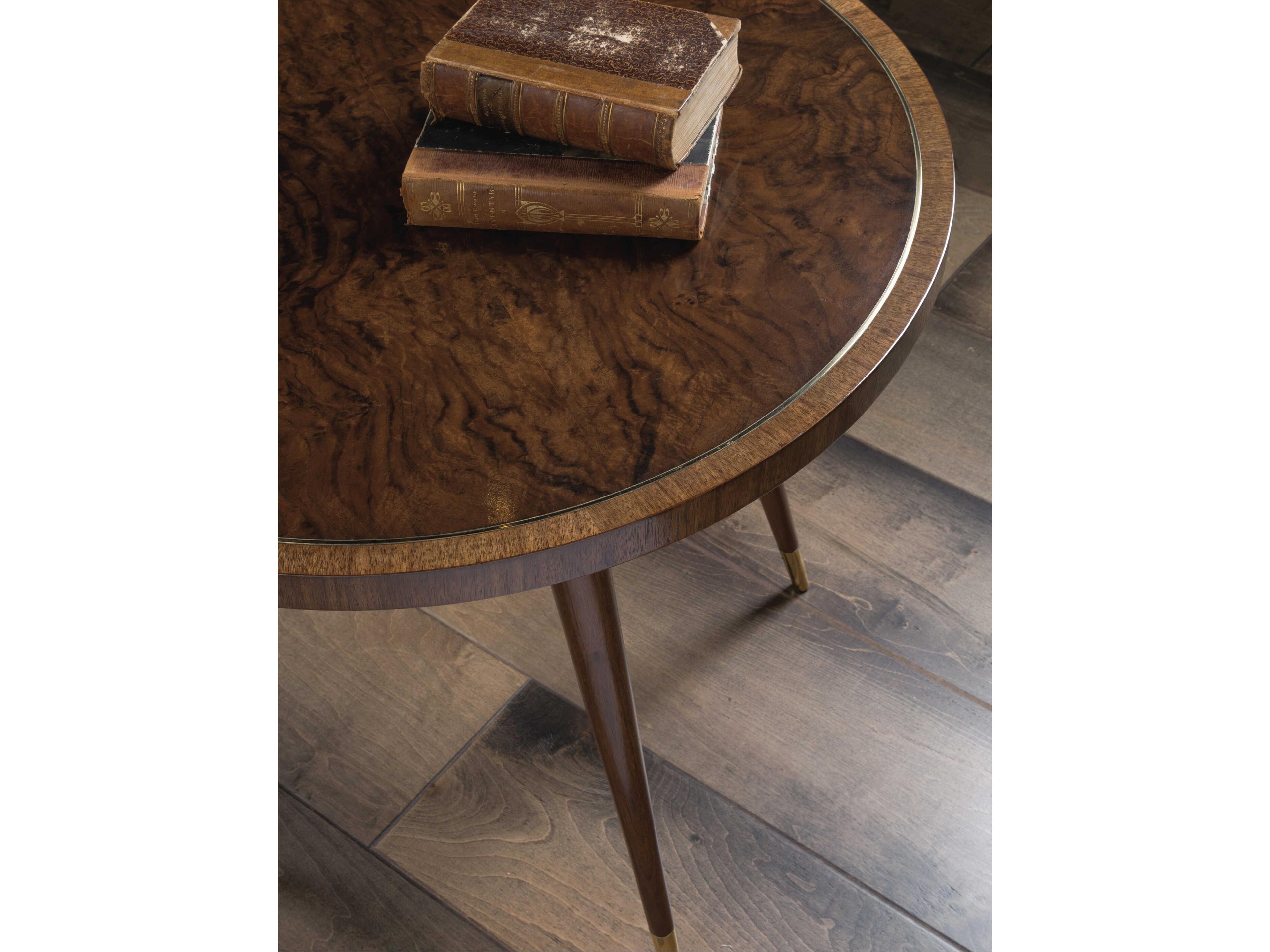Artistica Marlowe Round Wood Rich Clear Dark Brown End Table