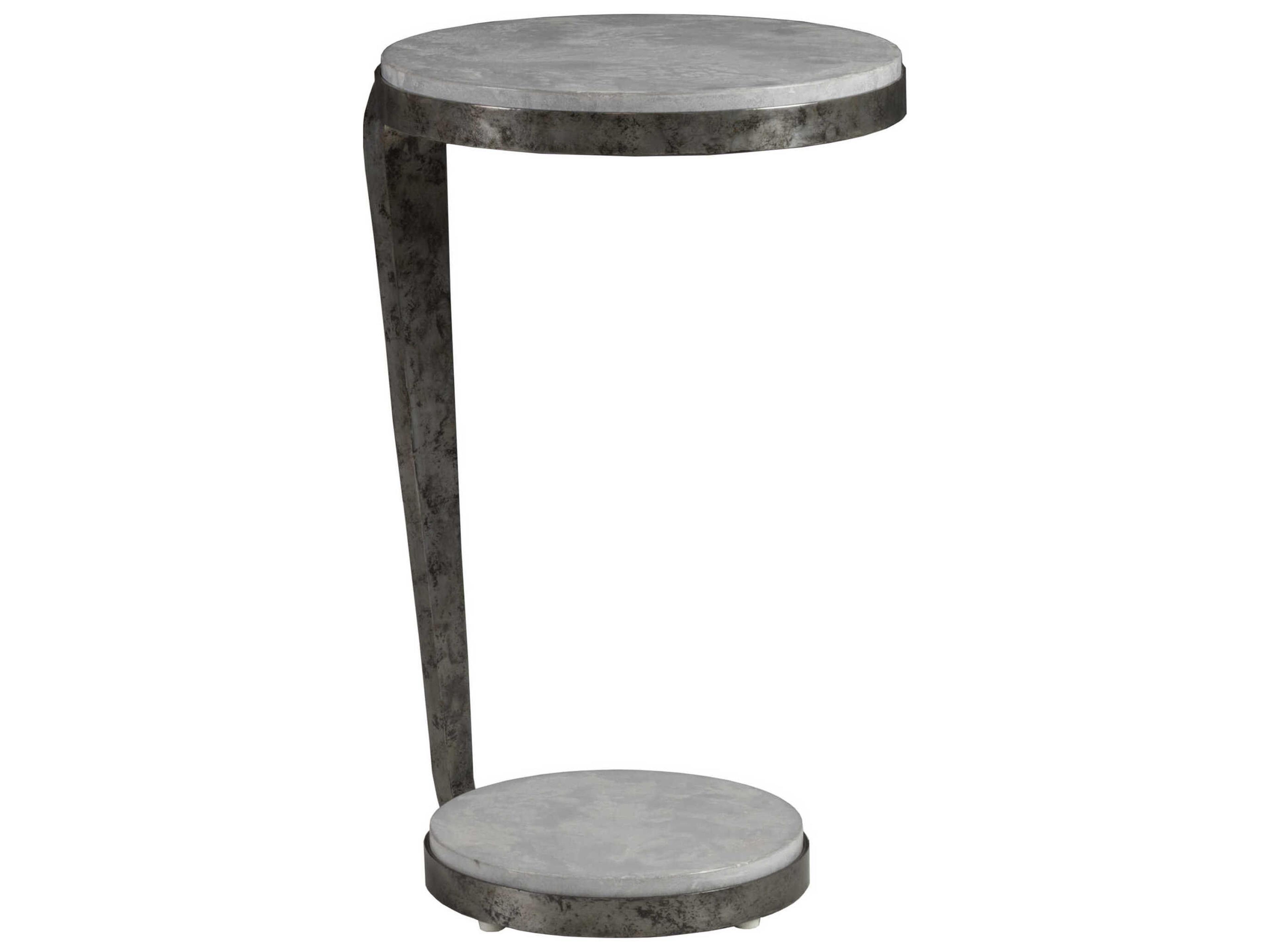 Otto Round Stone Natural Iron End Table