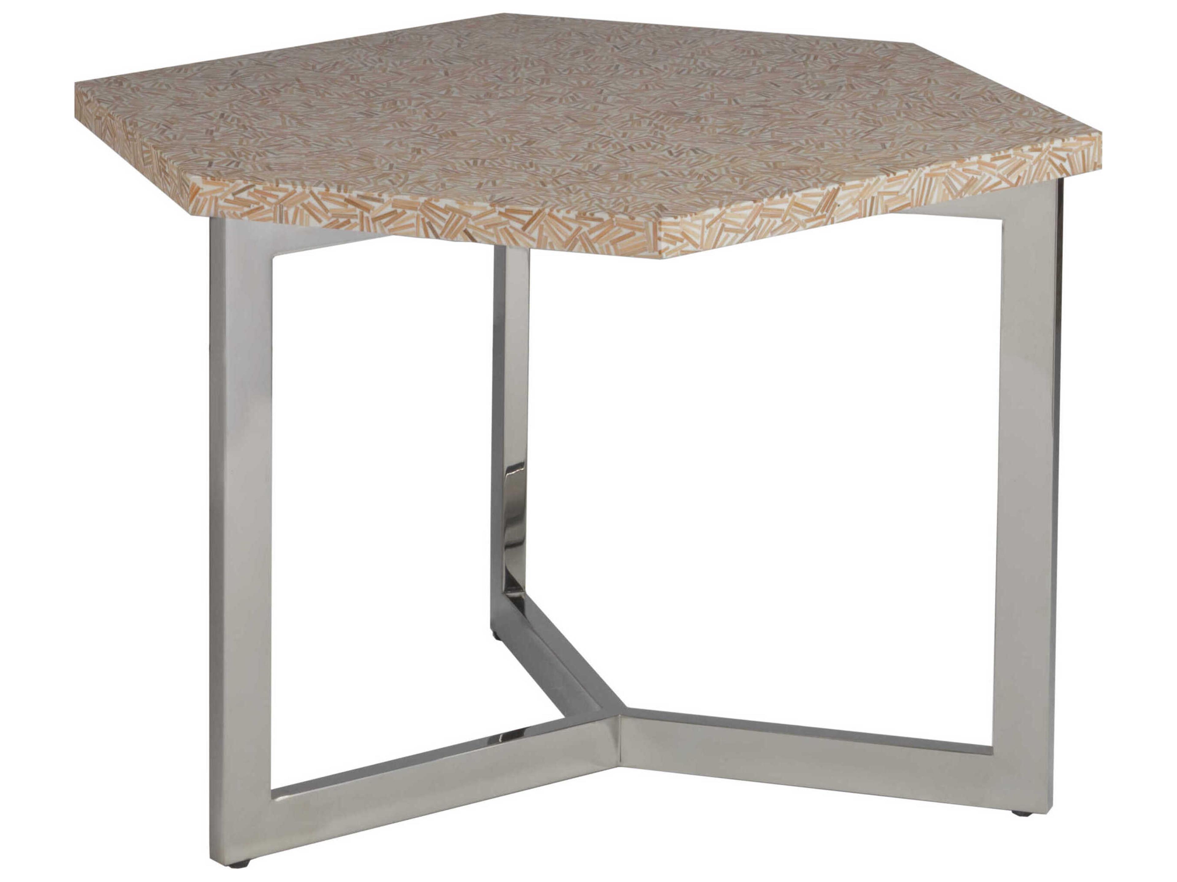 Inamorata Hexagon Wood Stainless Steel End Table