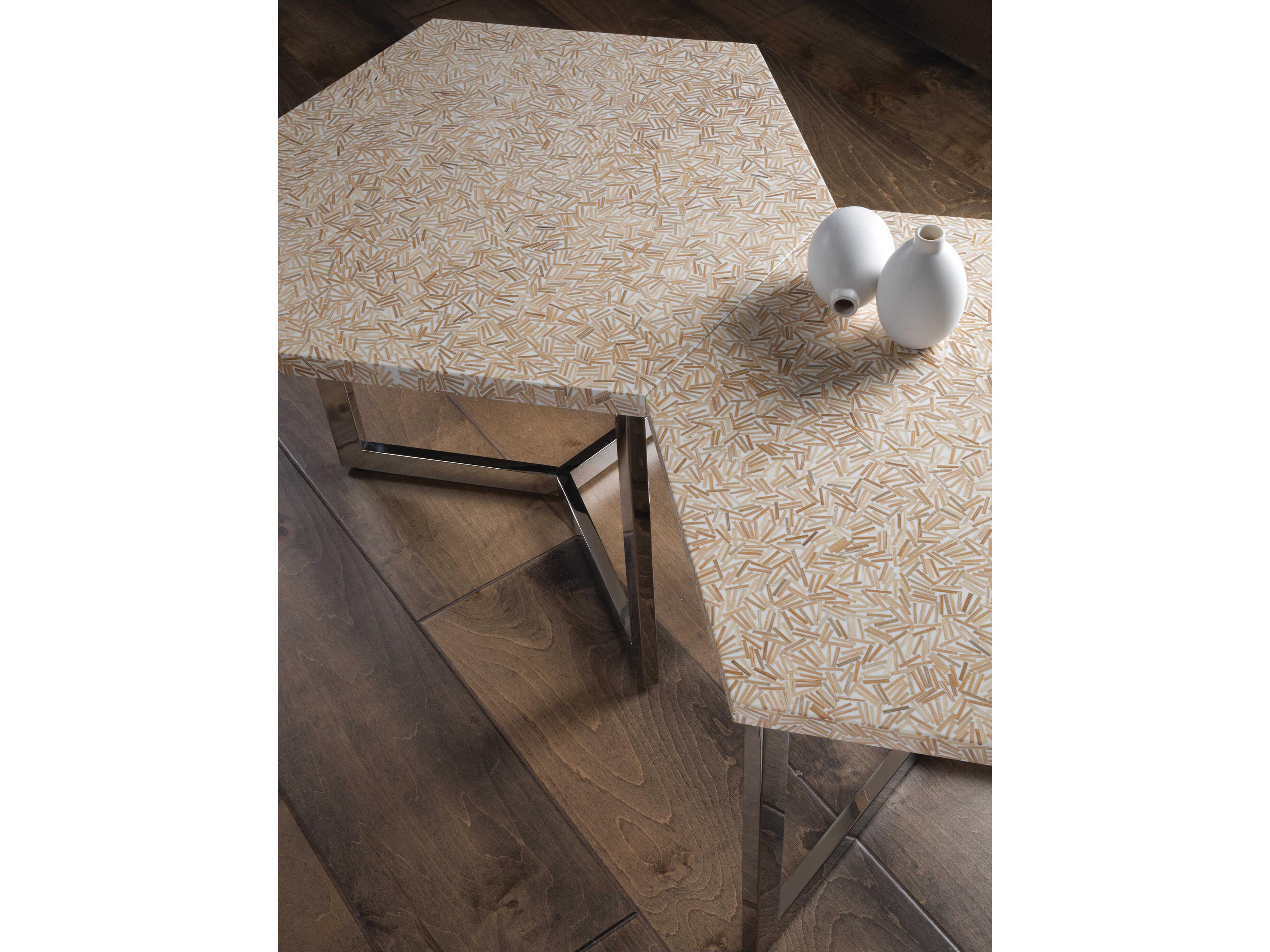 Artistica Inamorata Hexagon Wood Stainless Steel End Table