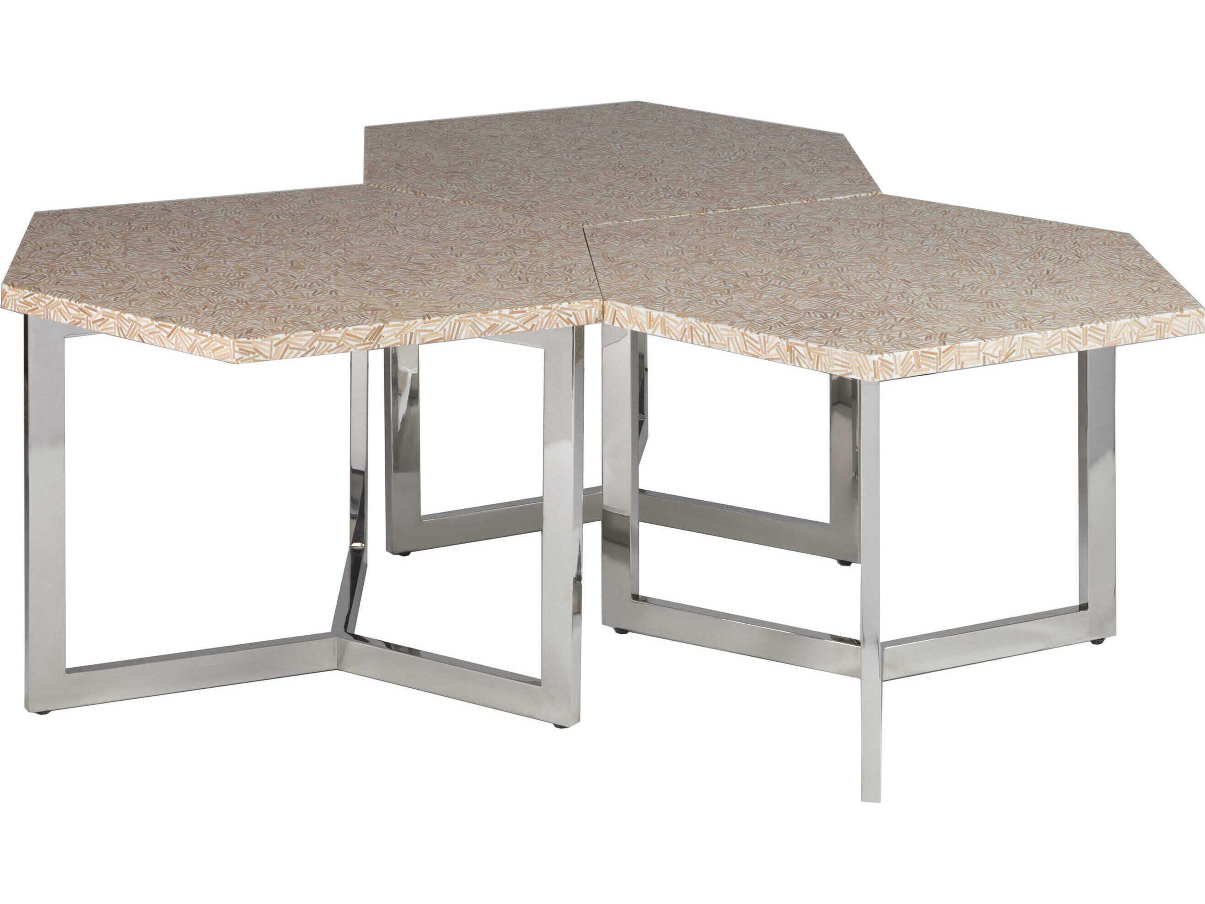 Artistica Inamorata Hexagon Wood Stainless Steel End Table