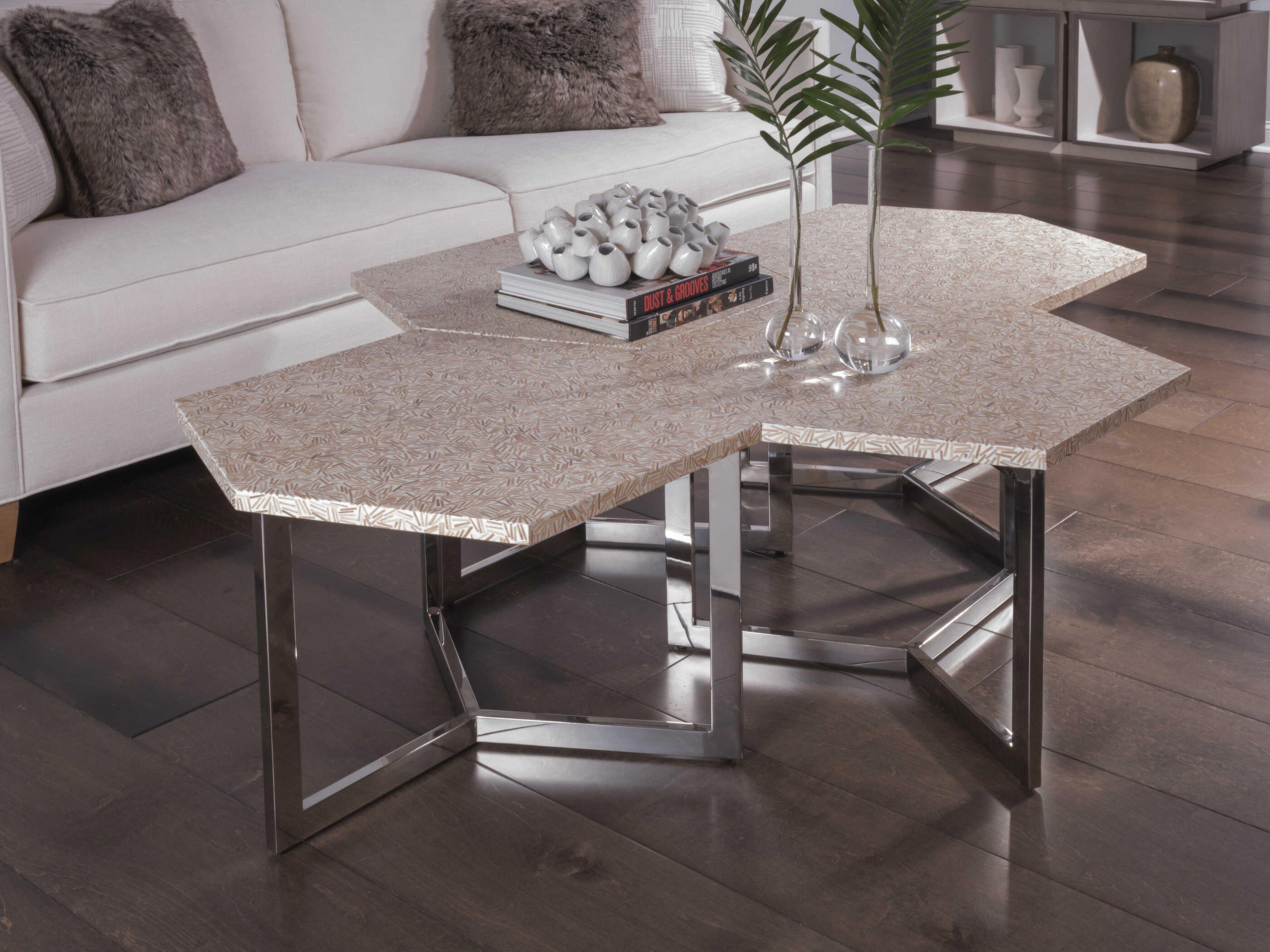 Artistica Inamorata Hexagon Wood Stainless Steel End Table