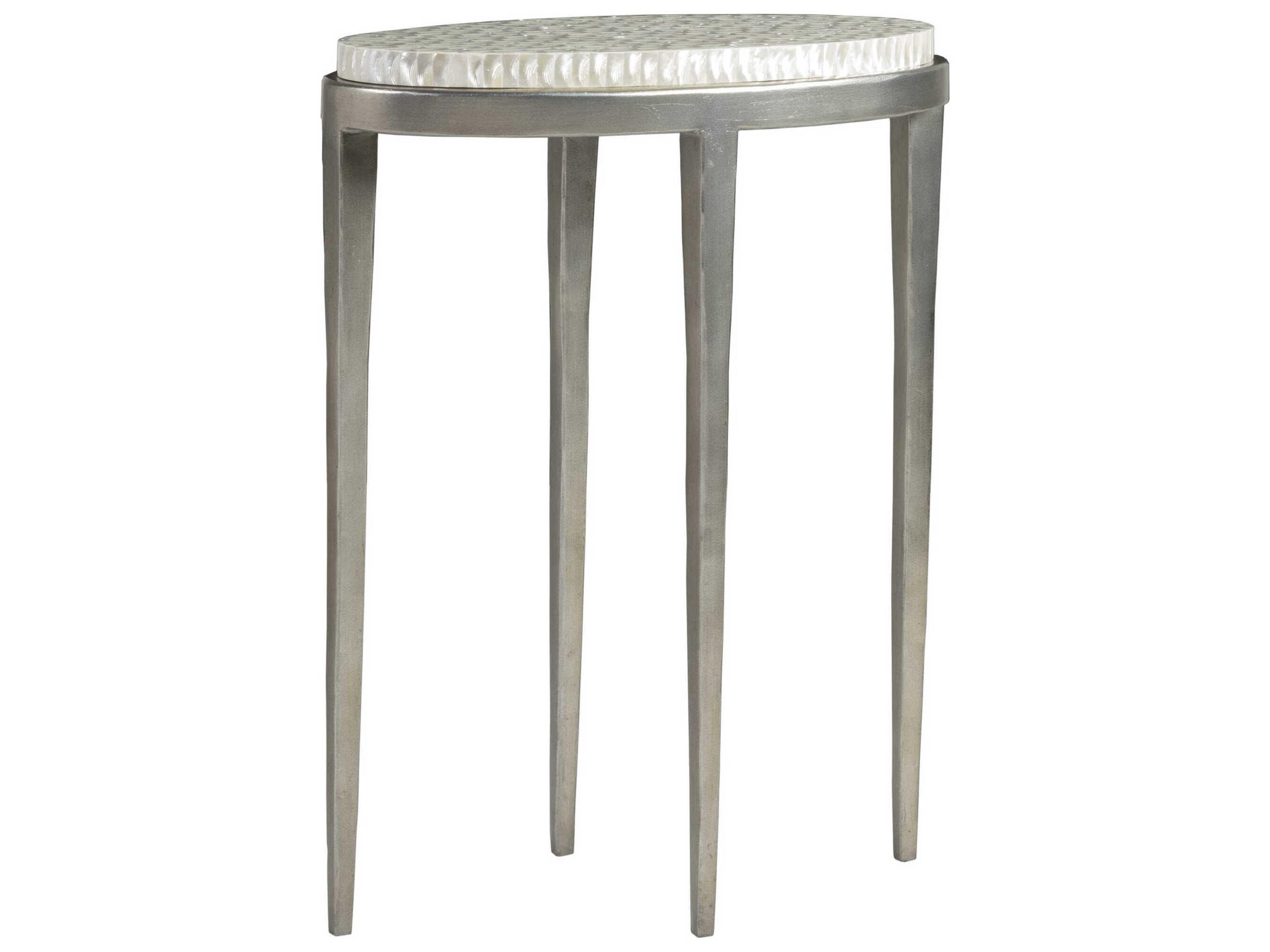 Brilliante Oval Marble Silver Foil End Table