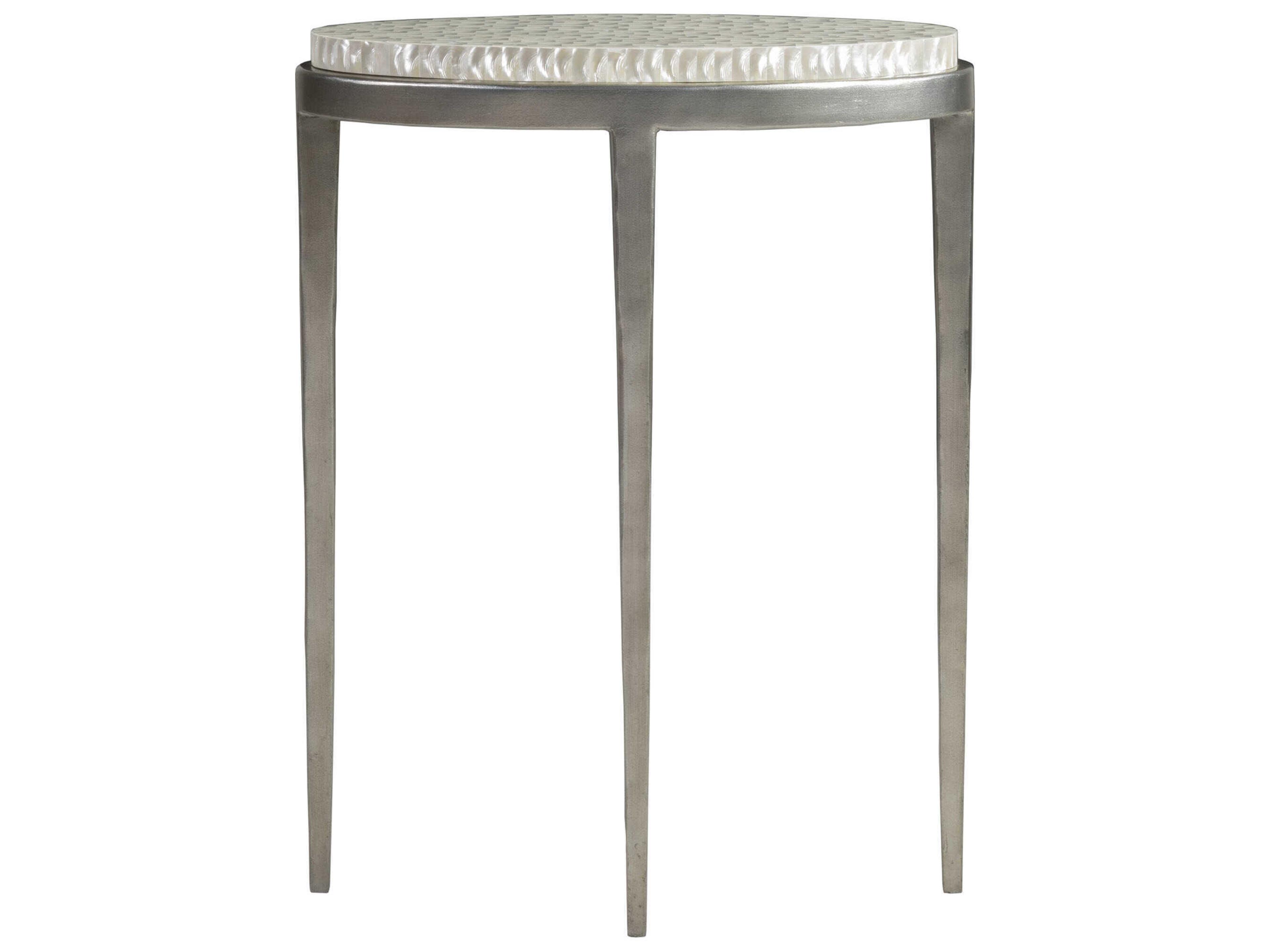 Artistica Brilliante Oval Marble Silver Foil End Table
