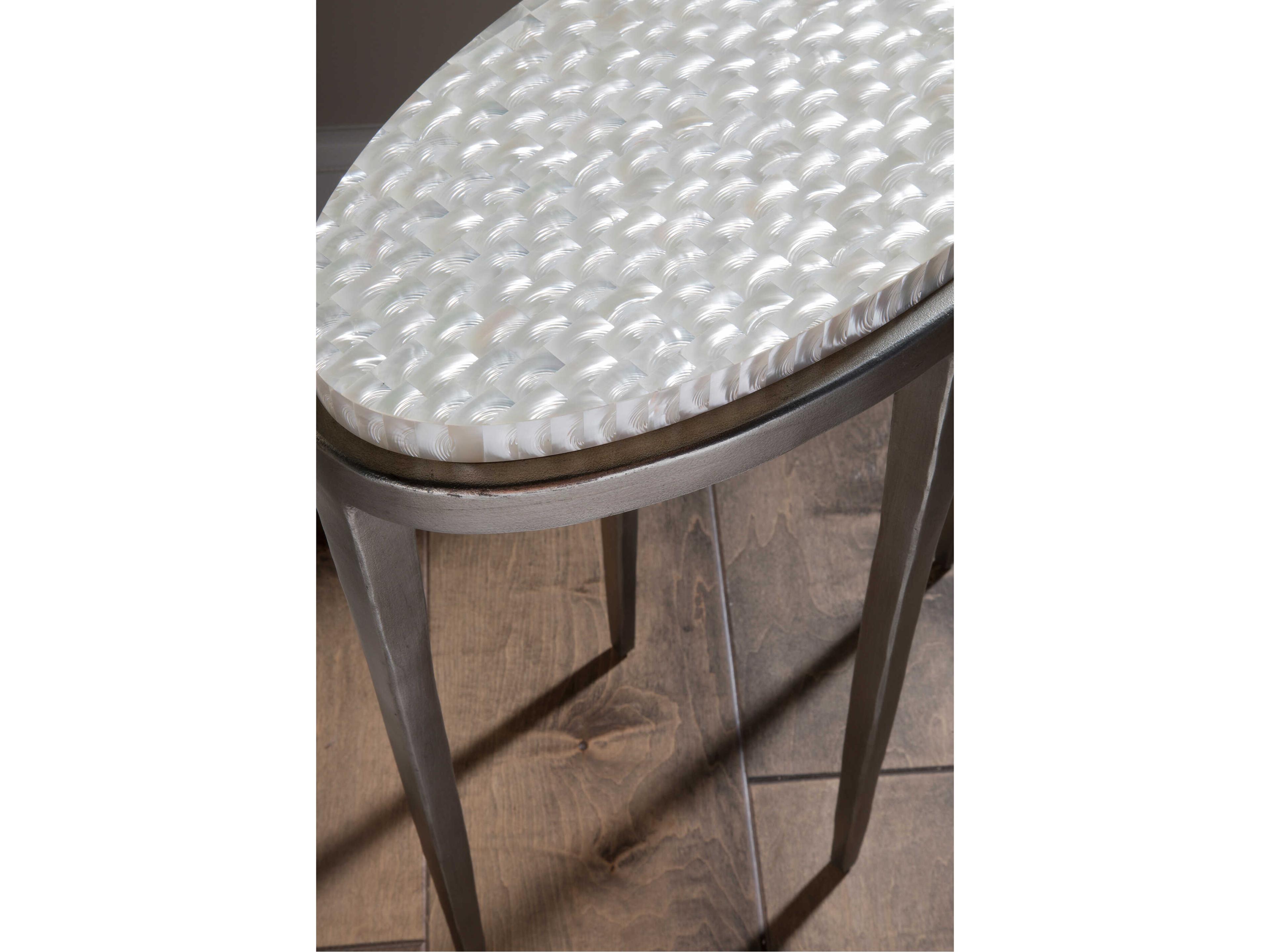 Artistica Brilliante Oval Marble Silver Foil End Table