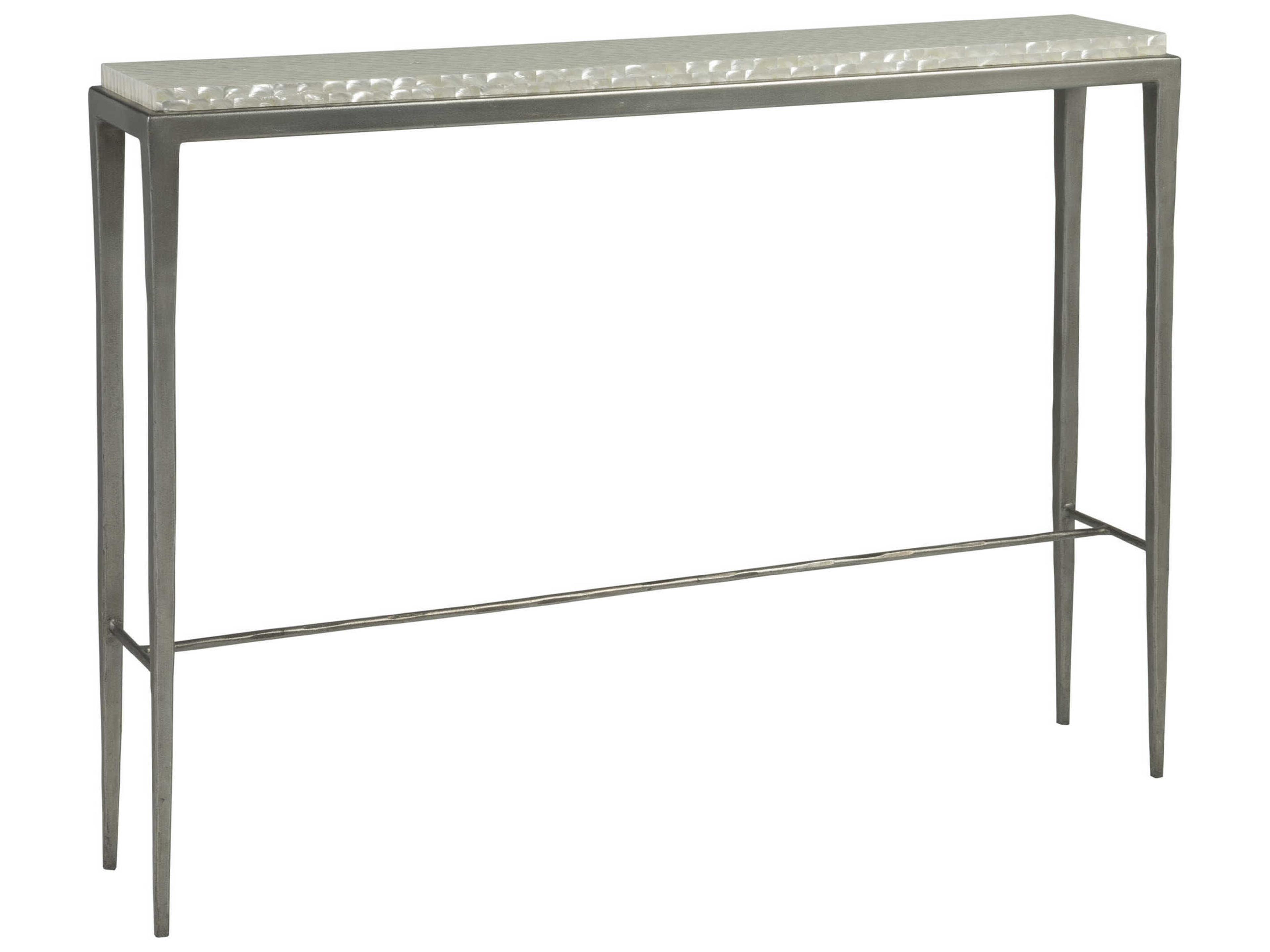 Brilliante Rectangular Stone Silver Foil Console Table