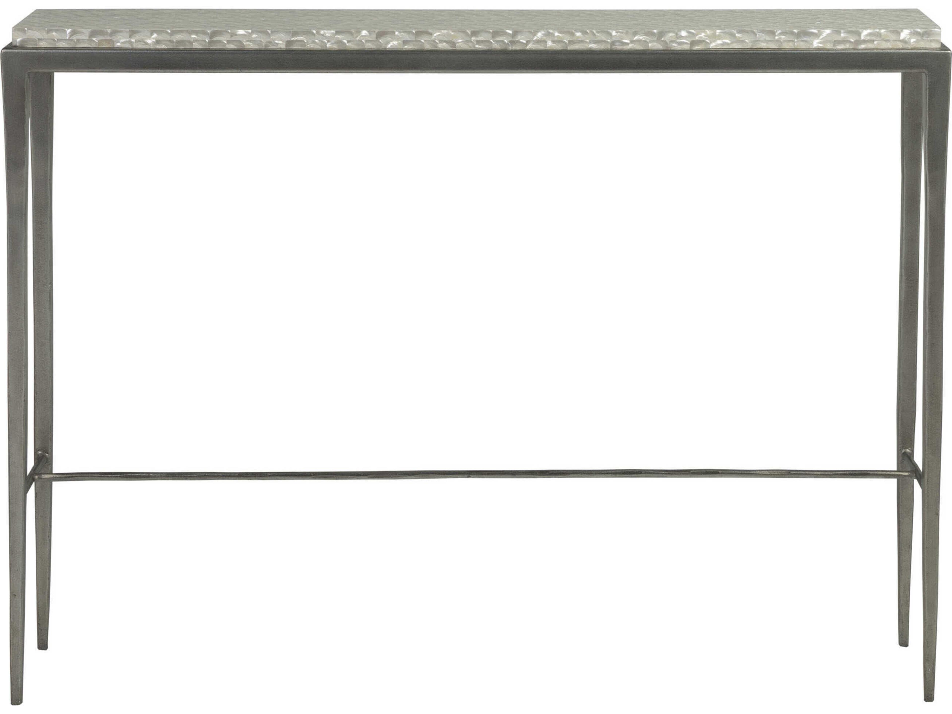 Artistica Brilliante Rectangular Stone Silver Foil Console Table