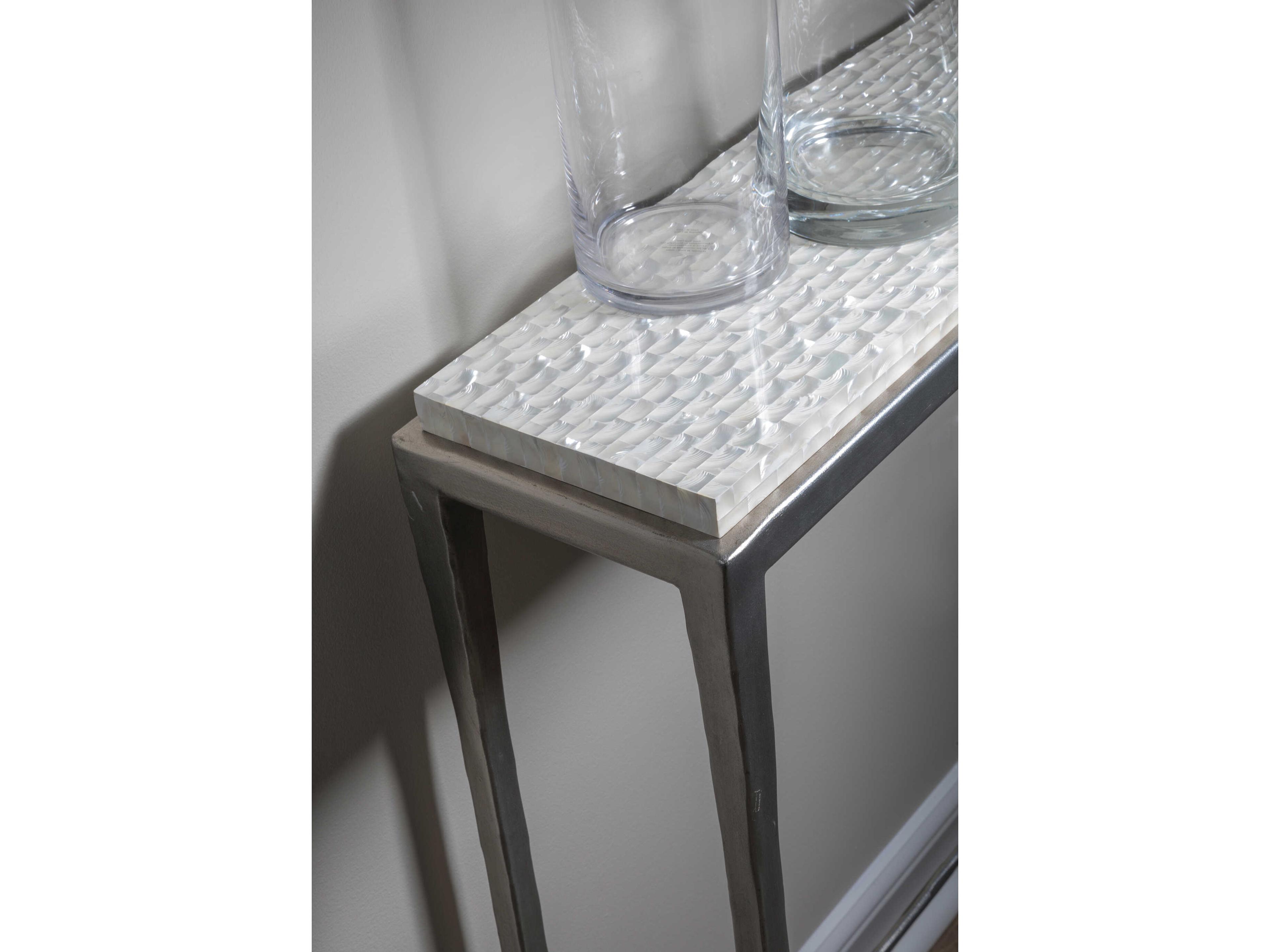 Artistica Brilliante Rectangular Stone Silver Foil Console Table