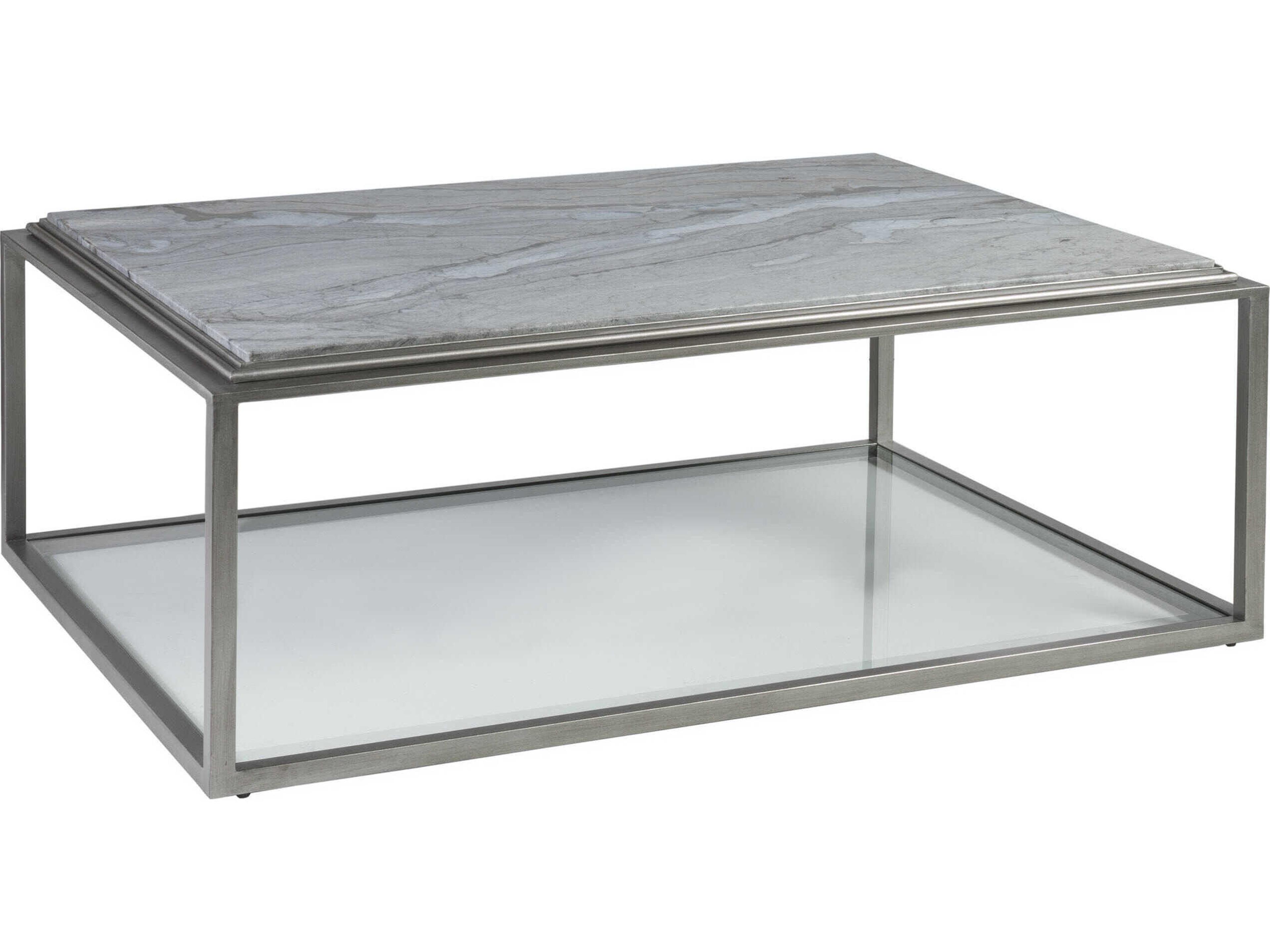 Treville Rectangular Faux Marble Silver Leaf Coffee Table