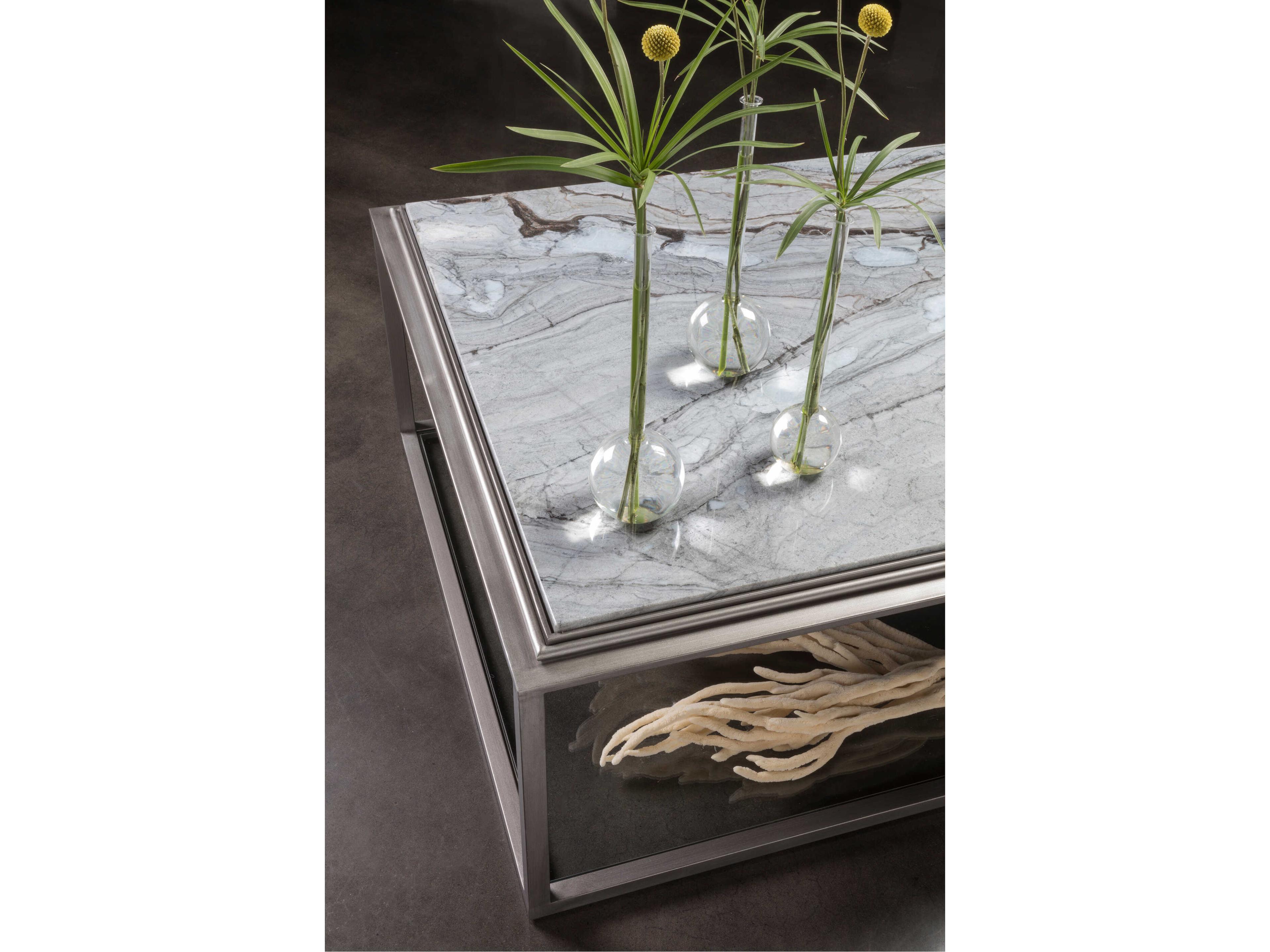 Artistica Treville Rectangular Faux Marble Silver Leaf Coffee Table