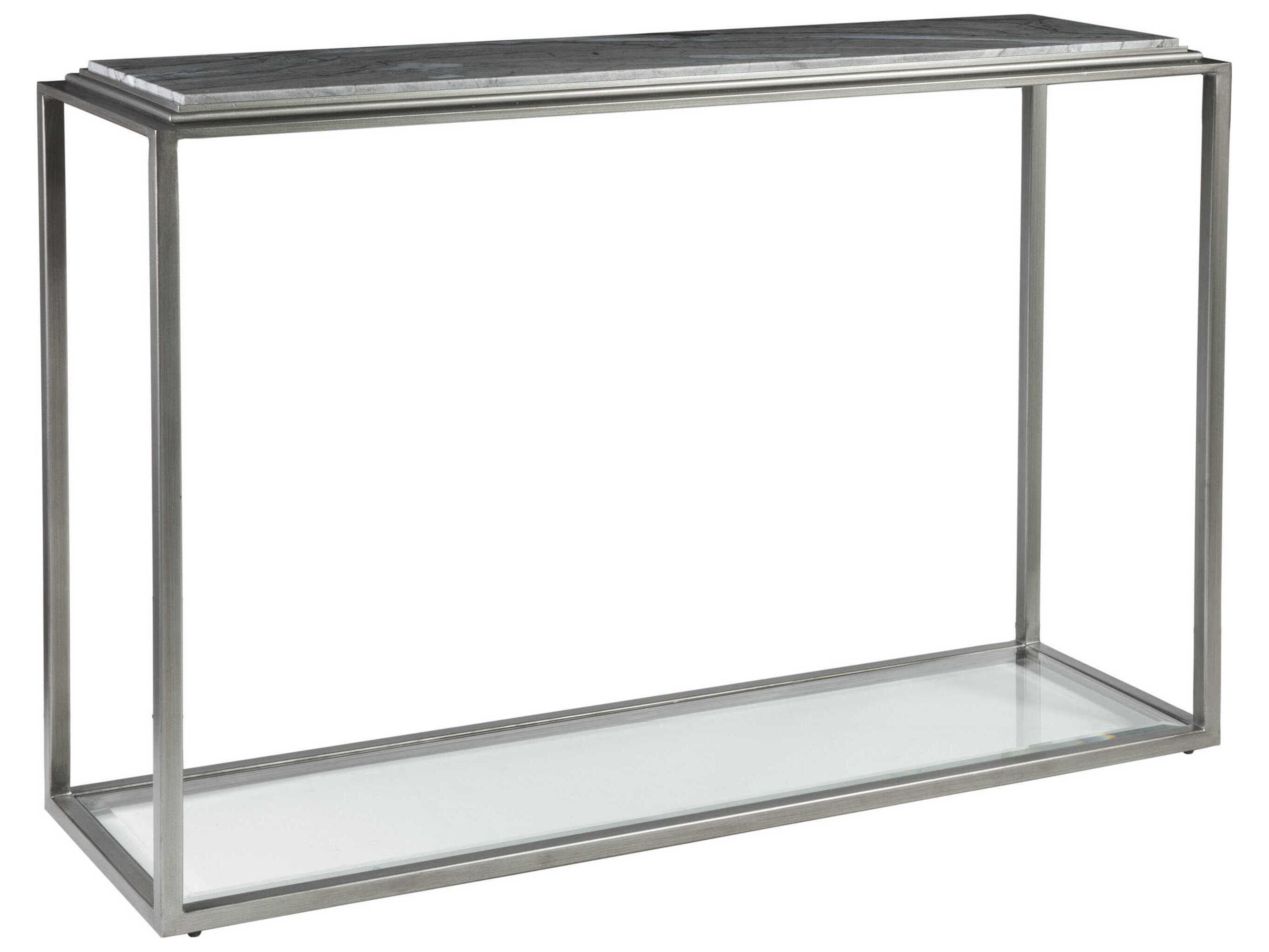 Artistica Treville Rectangular Marble Silver Leaf Console Table