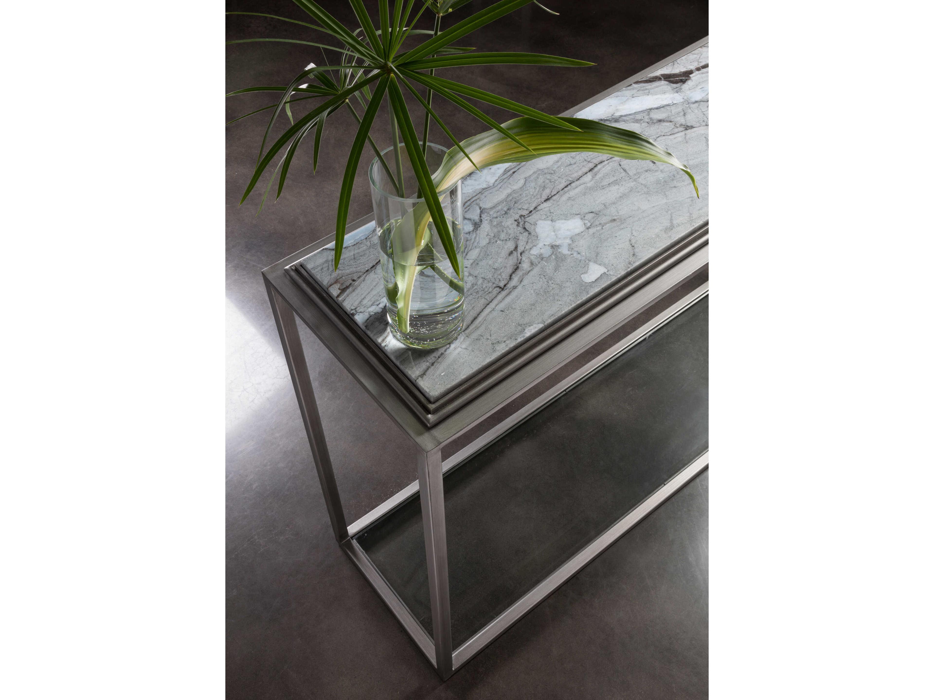 Artistica Treville Rectangular Marble Silver Leaf Console Table