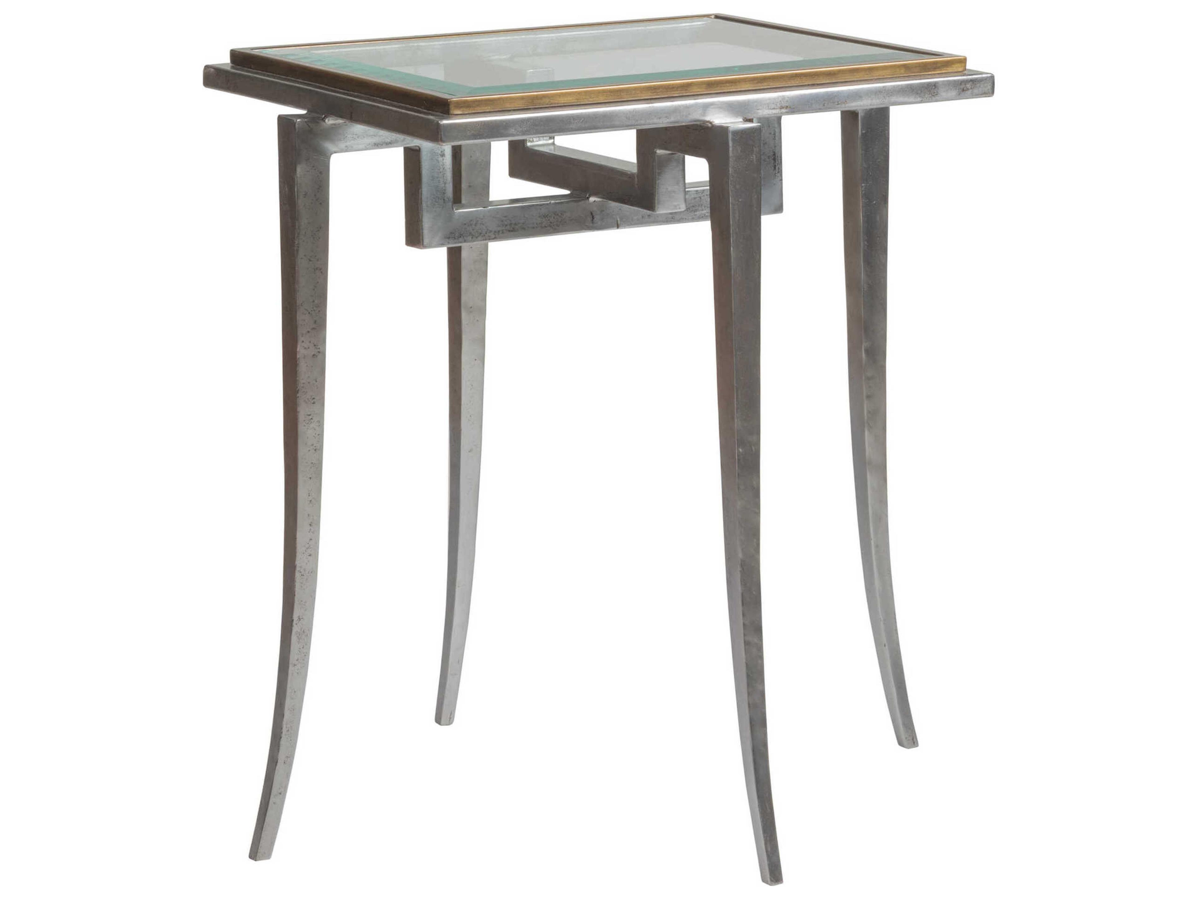 Artistica Huxley Square Glass Natural Iron End Table