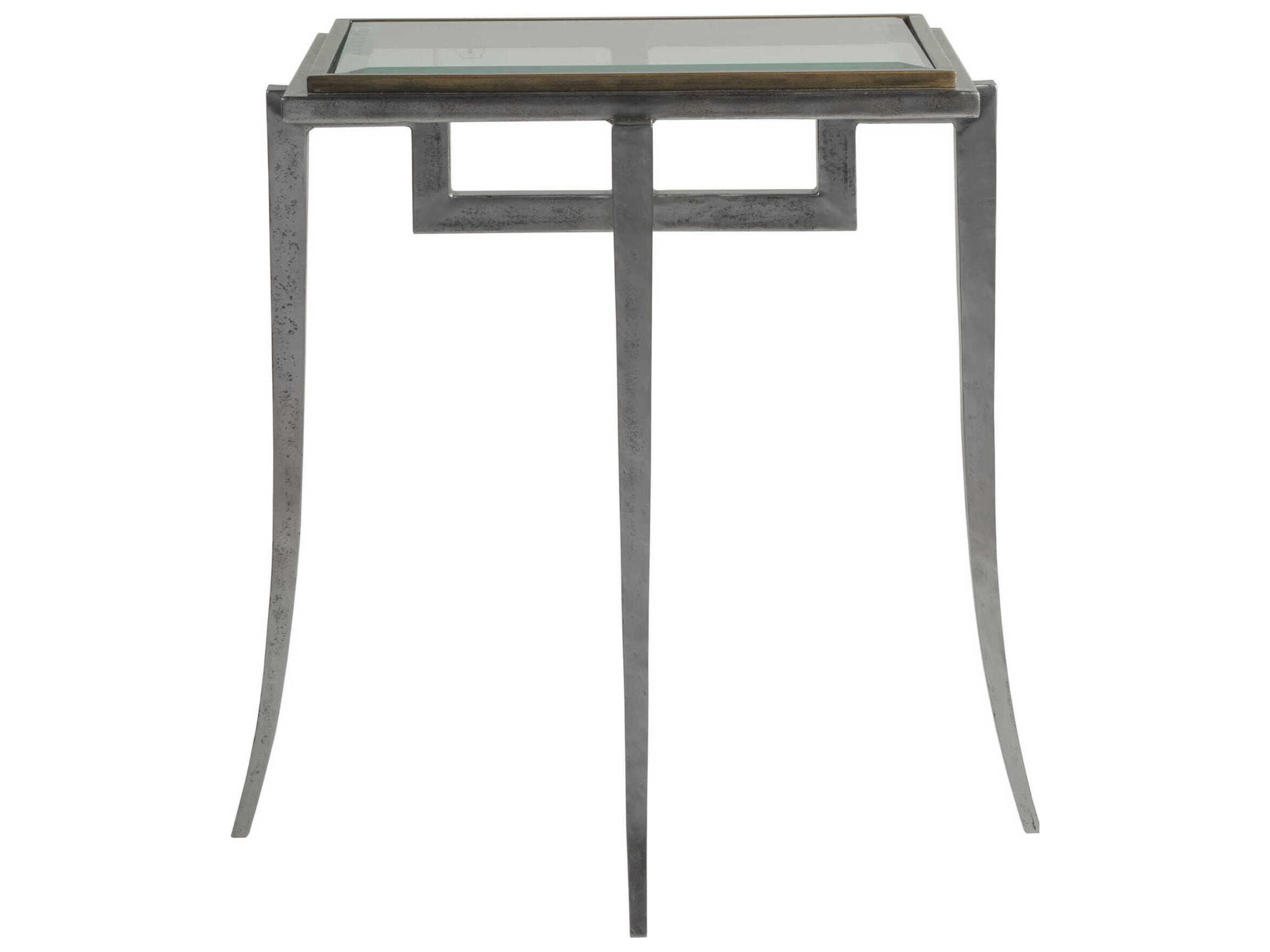 Artistica Huxley Square Glass Natural Iron End Table