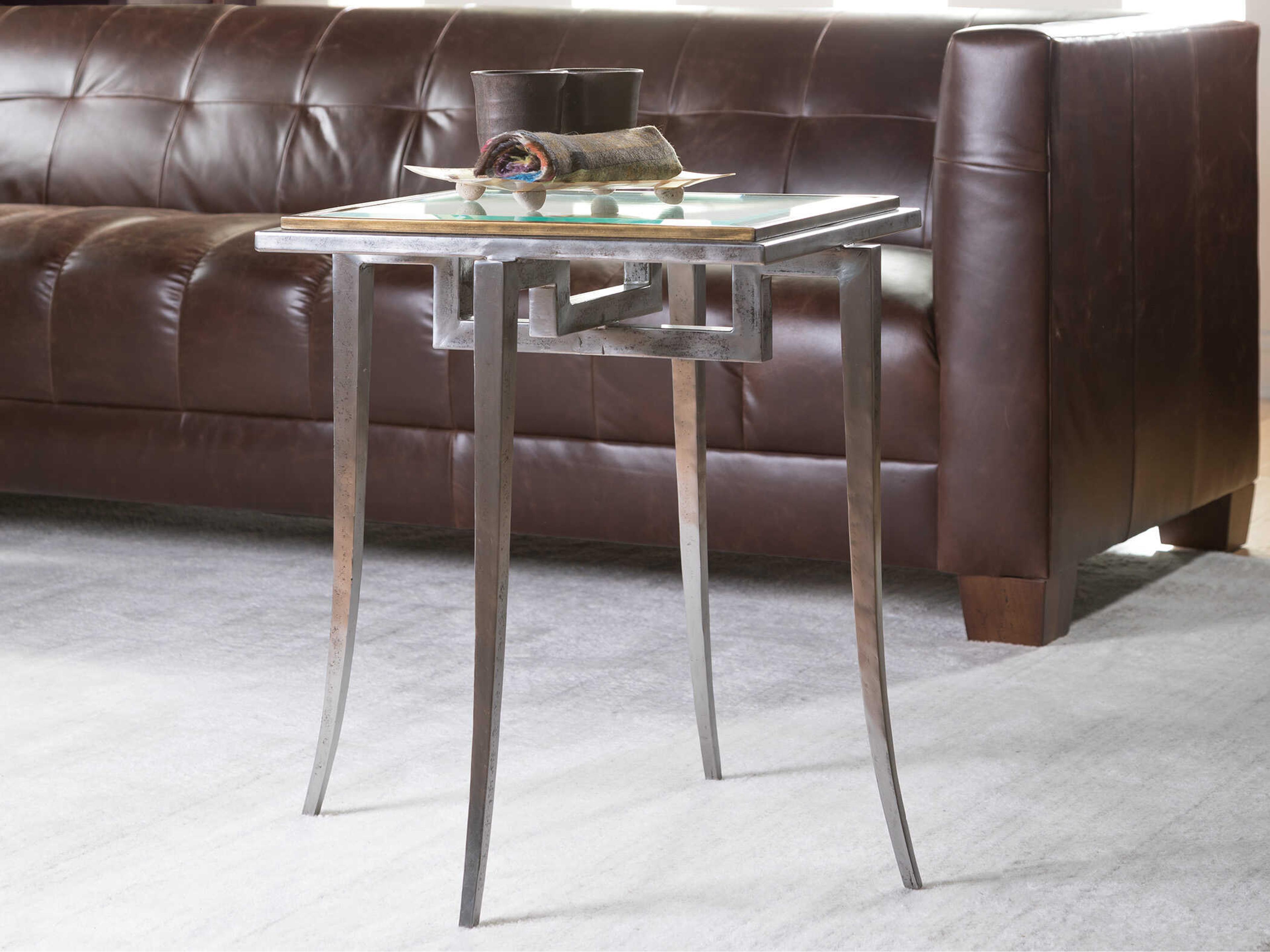 Artistica Huxley Square Glass Natural Iron End Table