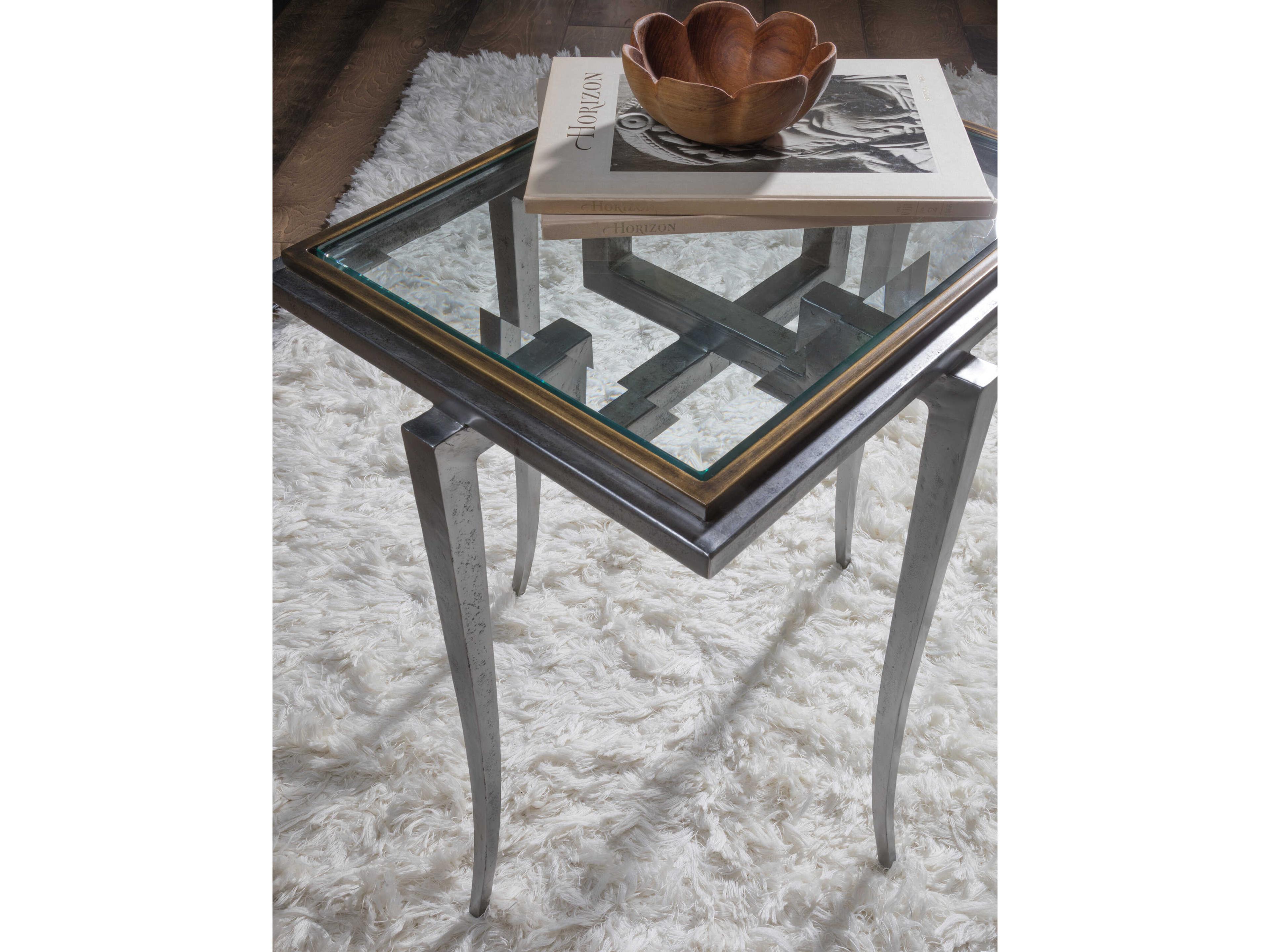 Artistica Huxley Square Glass Natural Iron End Table