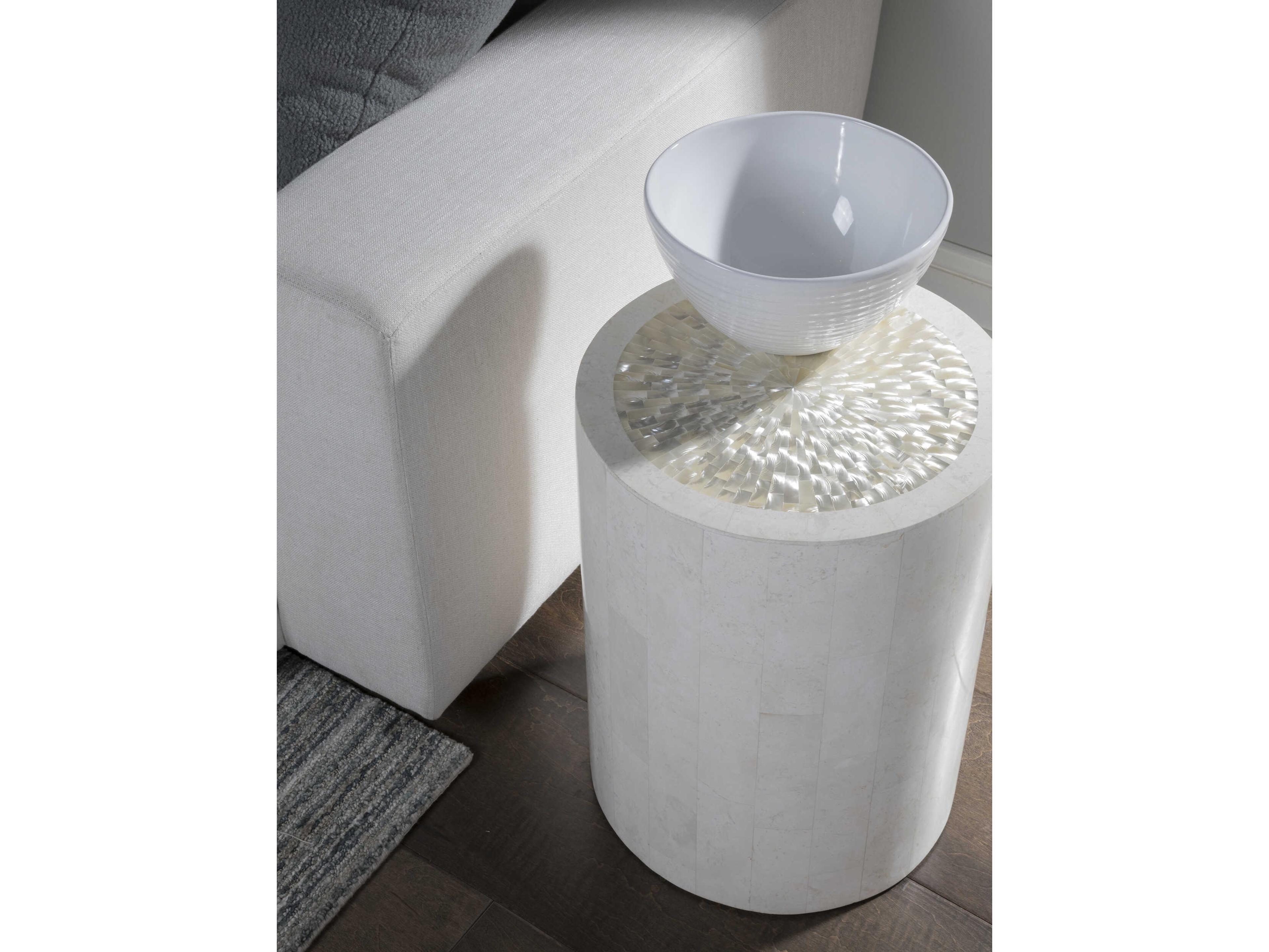 Artistica Mimi Round Capiz White End Table