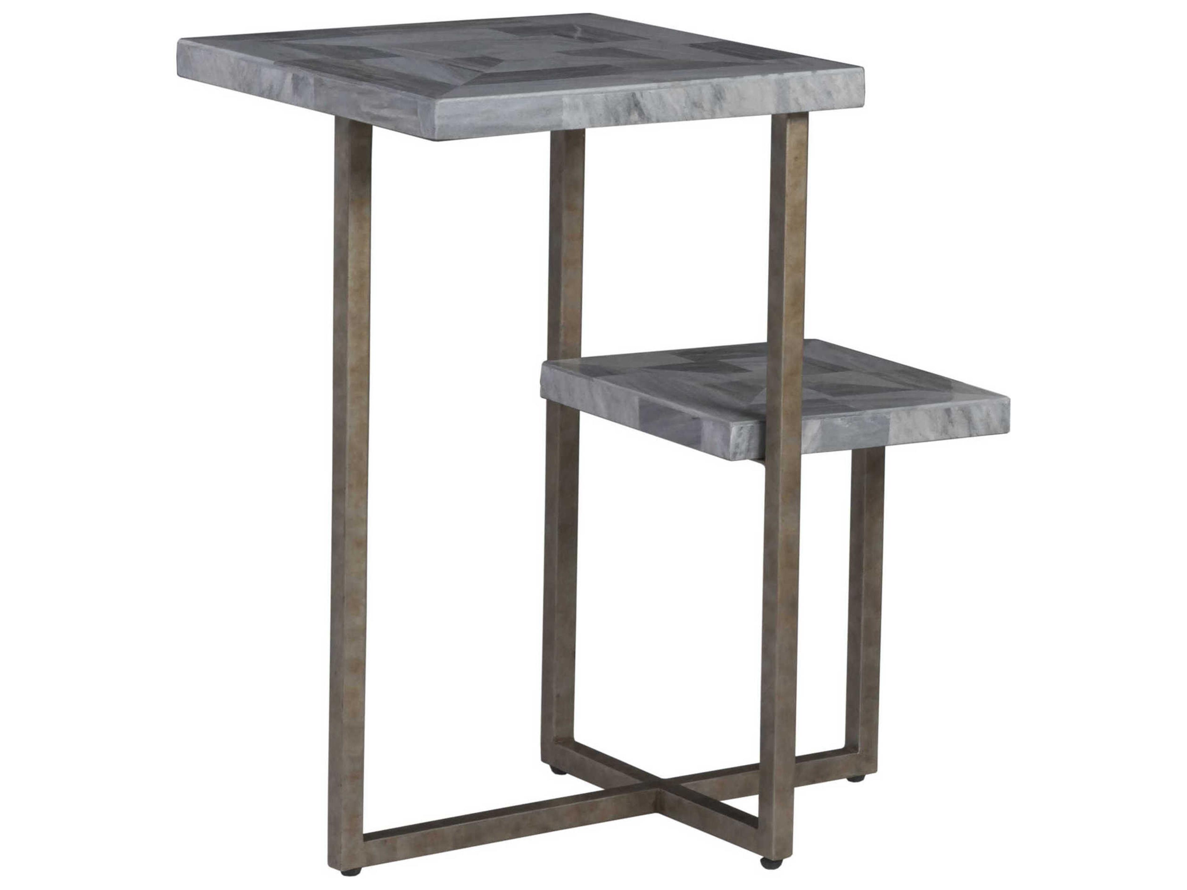 Salvo Rectangular Marble Aged Antique Silver End Table