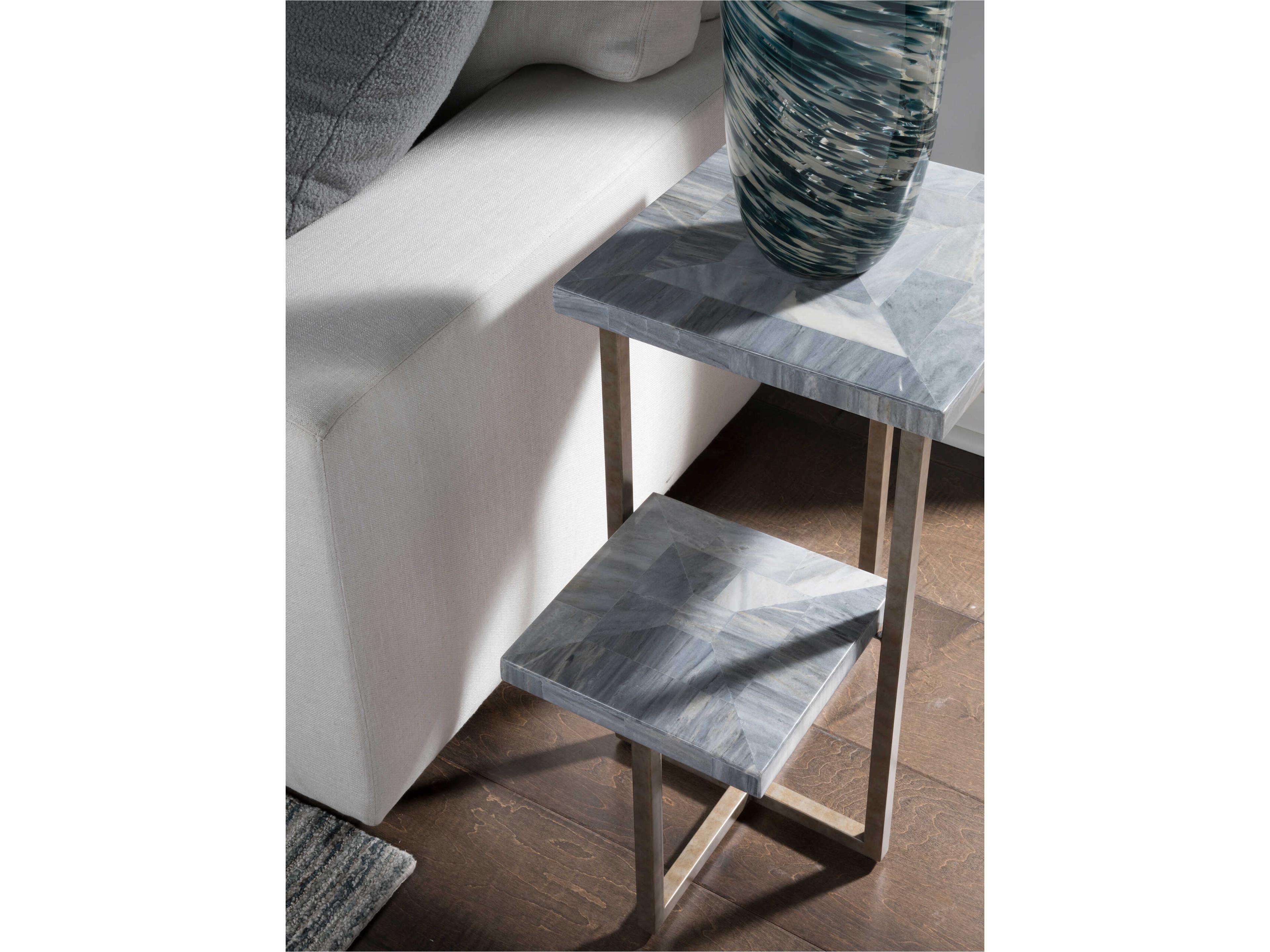 Artistica Salvo Rectangular Marble Aged Antique Silver End Table