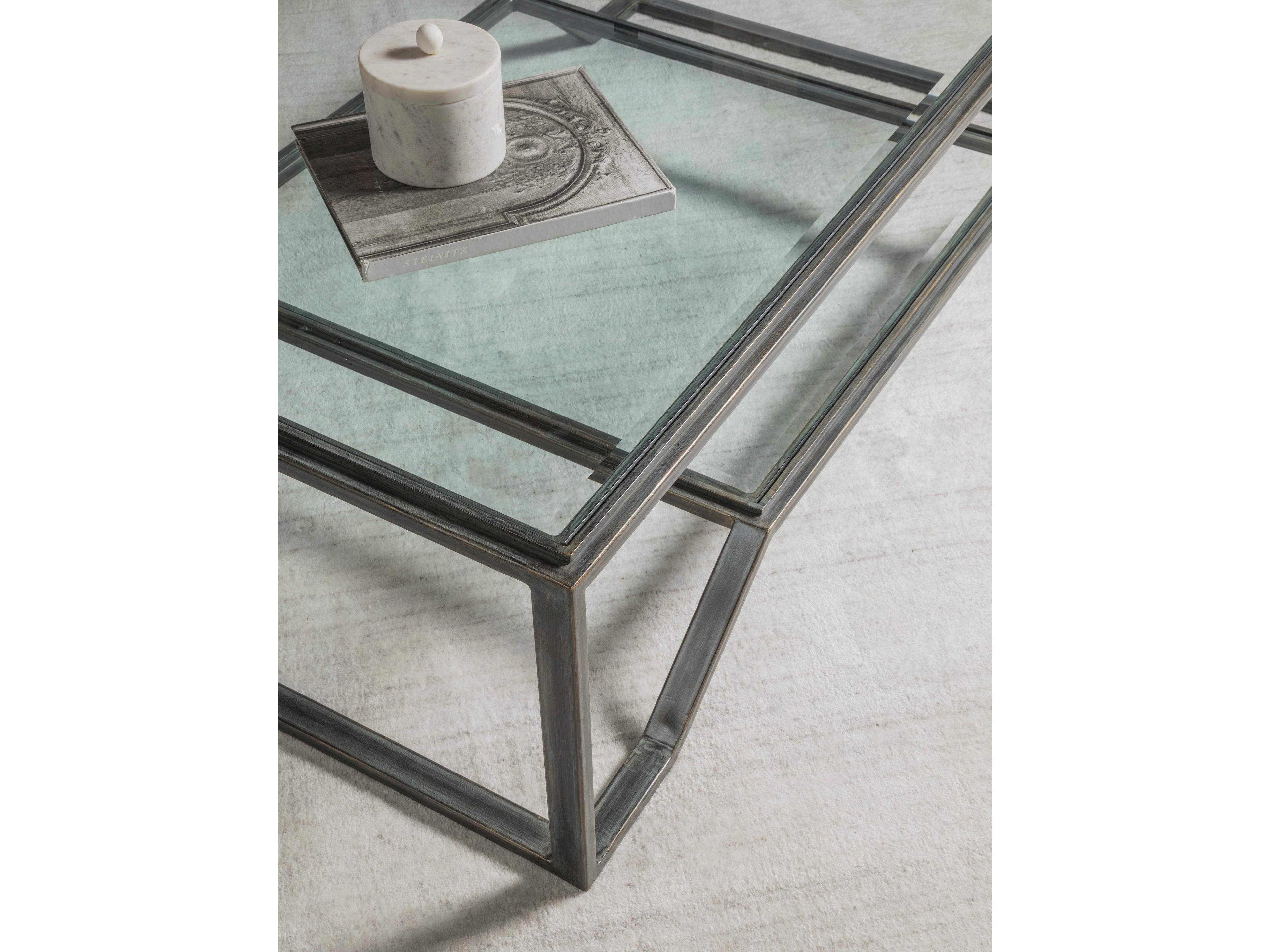 Artistica Metal Designs Byron Rectangular Glass Cocktail Table