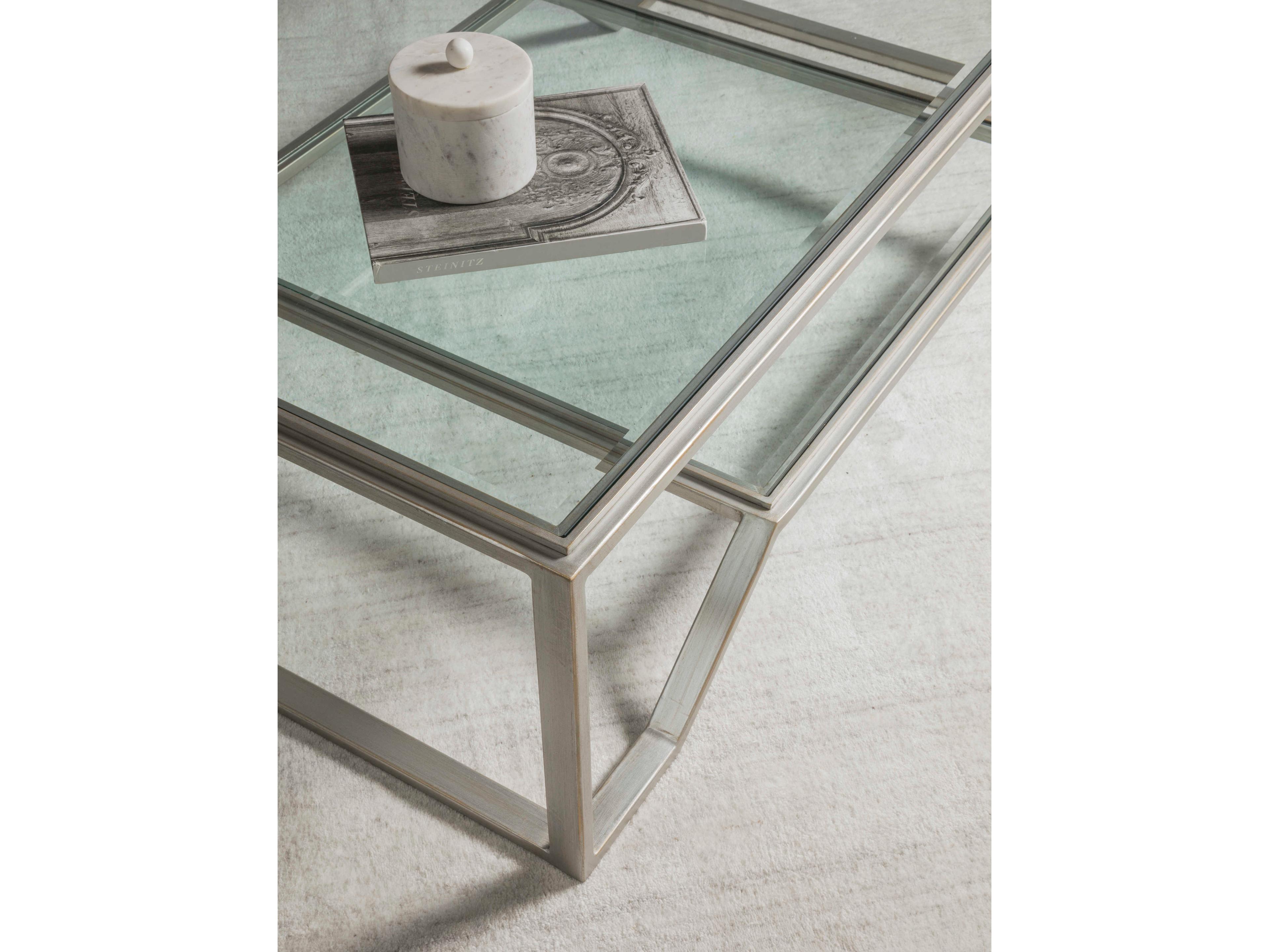 Artistica Metal Designs Byron Rectangular Glass Argento Cocktail Table