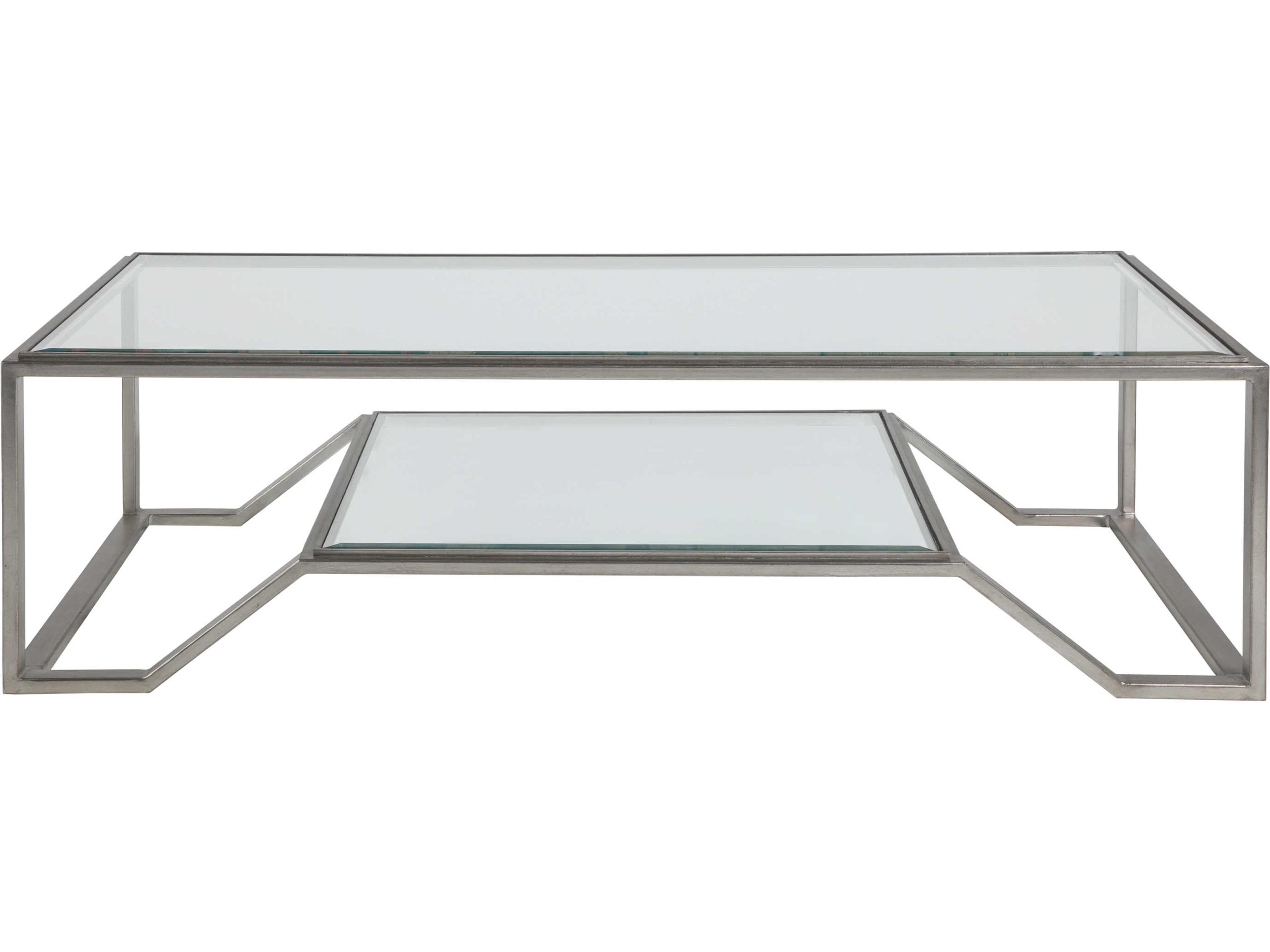 Artistica Metal Designs Byron Rectangular Glass Silver Leaf Cocktail Table
