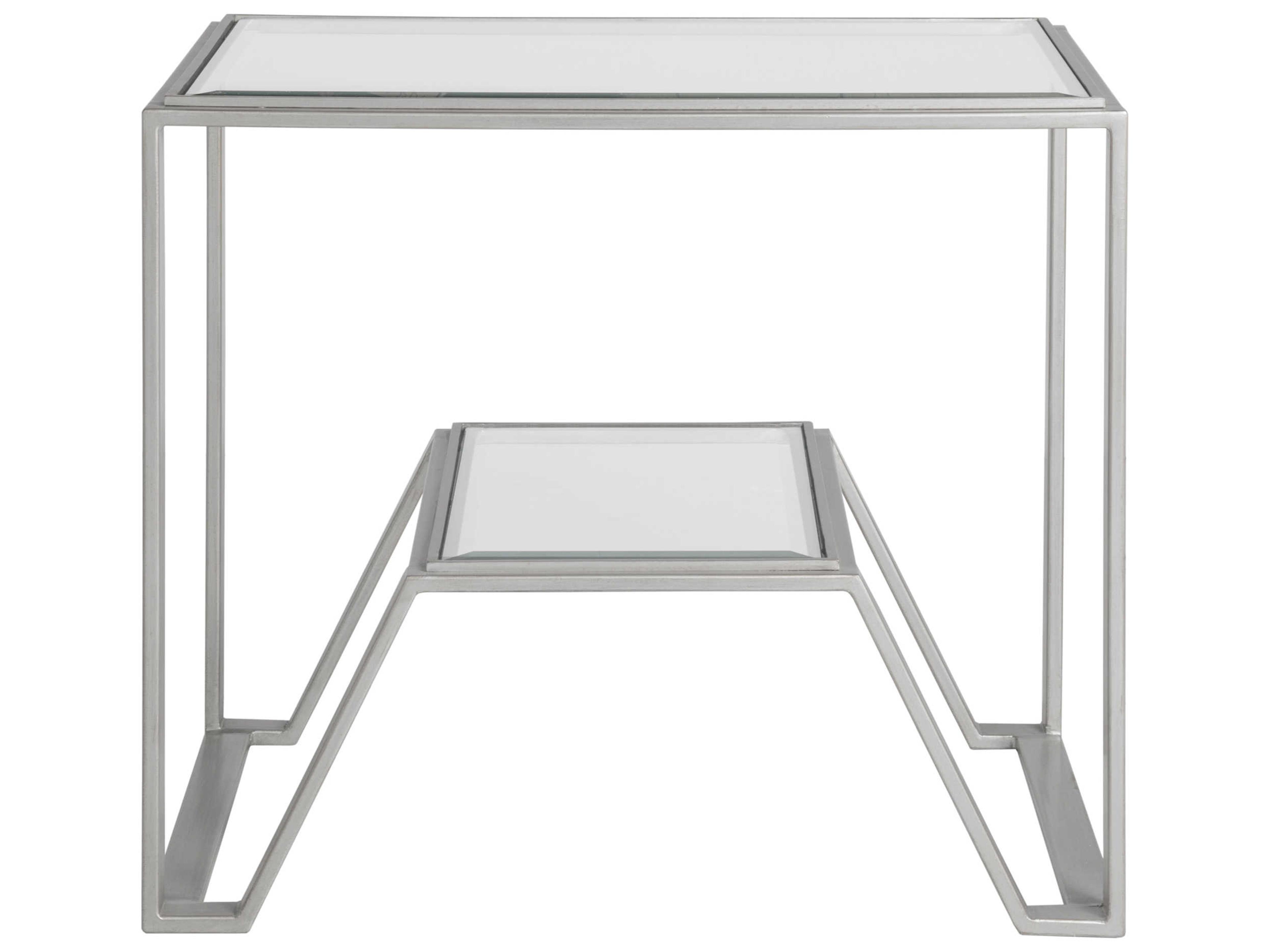 Artistica Metal Designs Byron Rectangular Glass Argento End Table