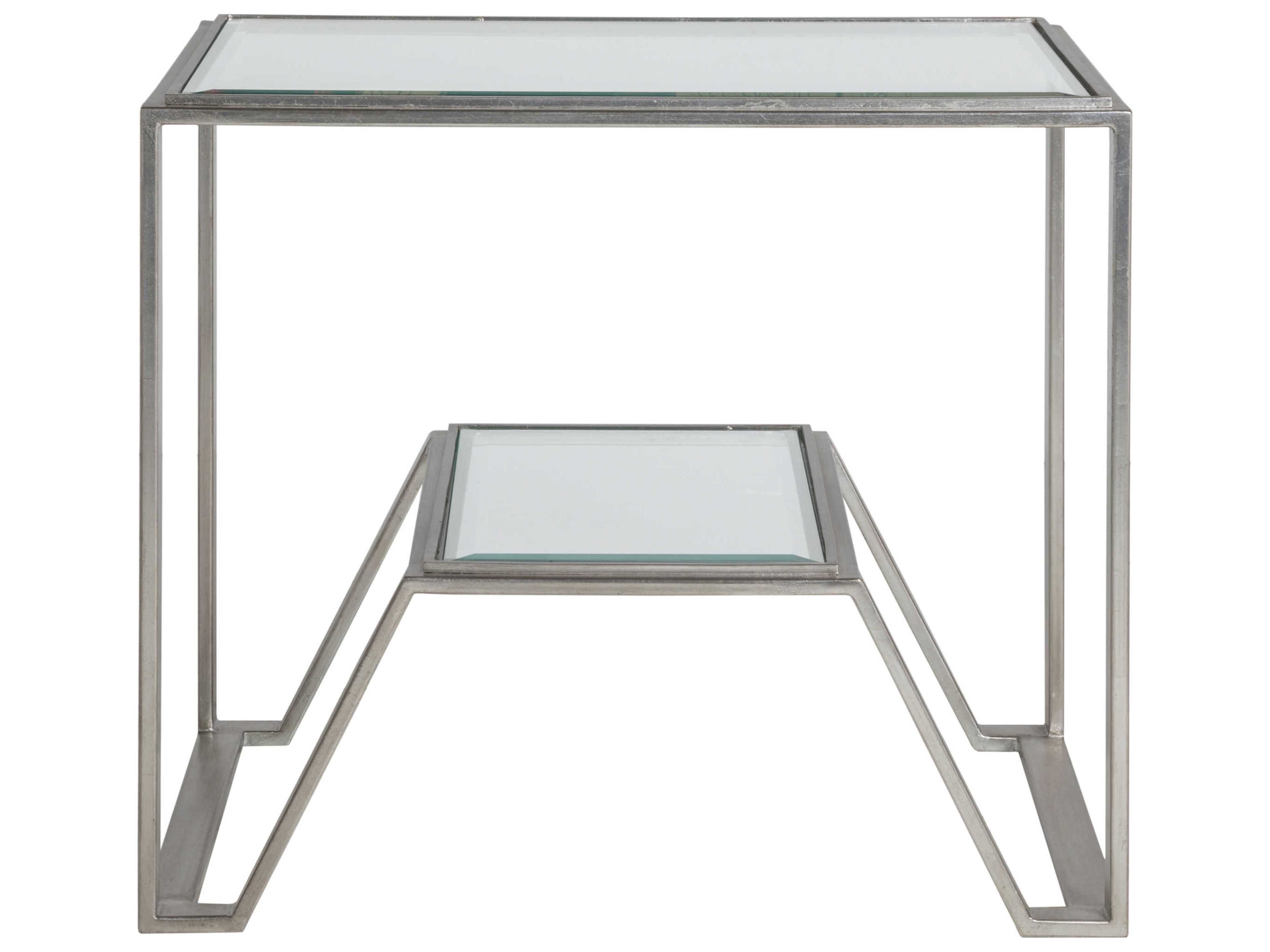 Artistica Metal Designs Byron Rectangular Glass Silver Leaf End Table