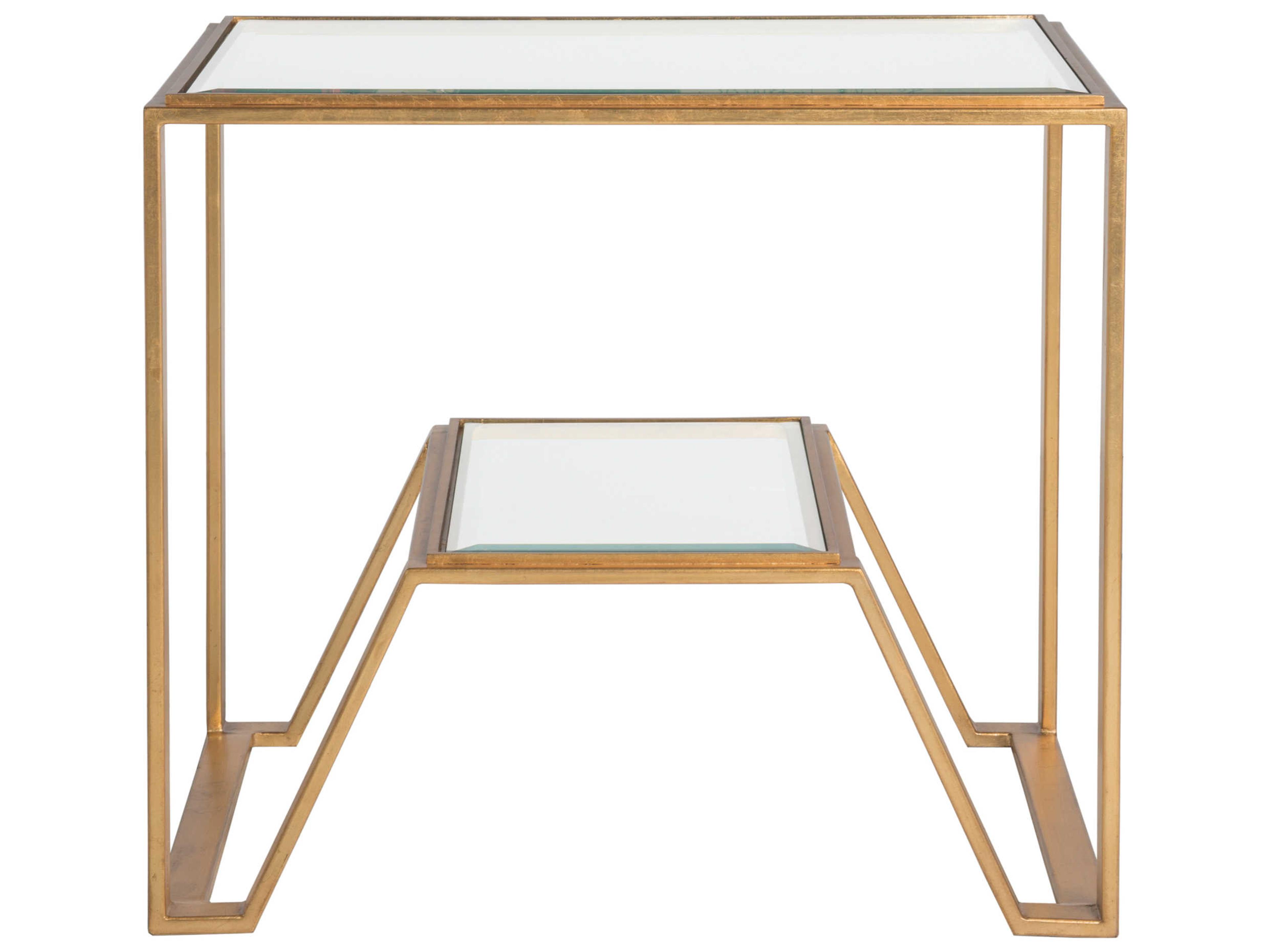 Artistica Metal Designs Byron Square Glass Gold Leaf End Table