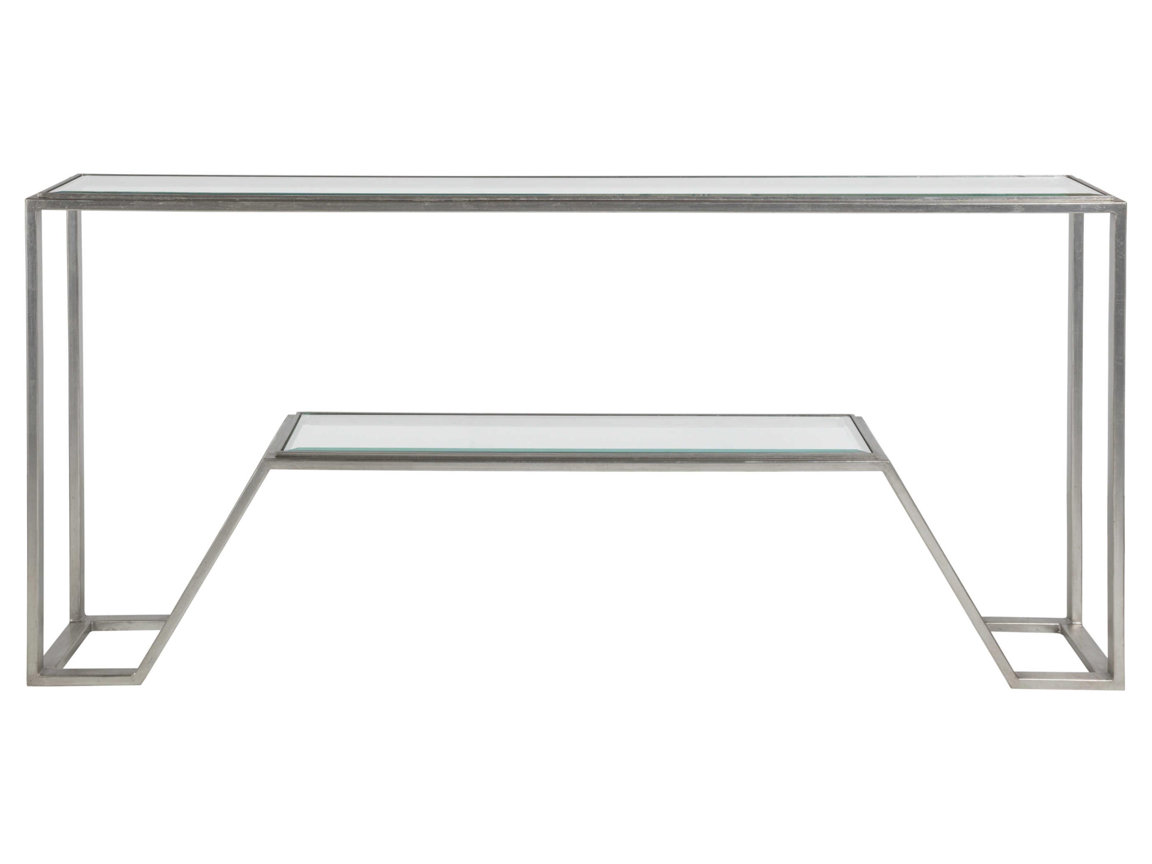 Artistica Metal Designs Byron Rectangular Glass Silver Leaf Console Table