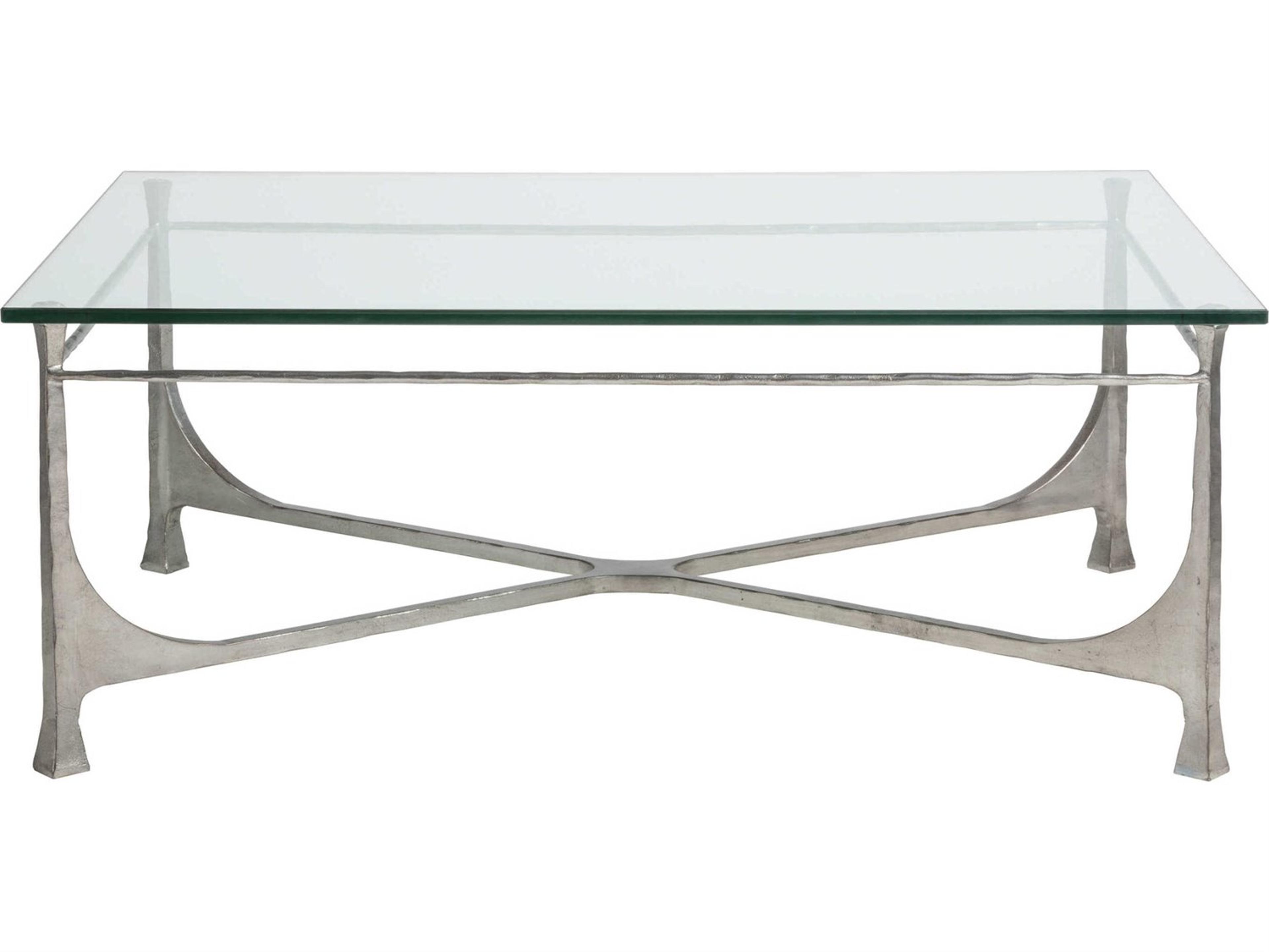Artistica Metal Designs Bruno Rectangular Glass Silver Leaf Cocktail Table