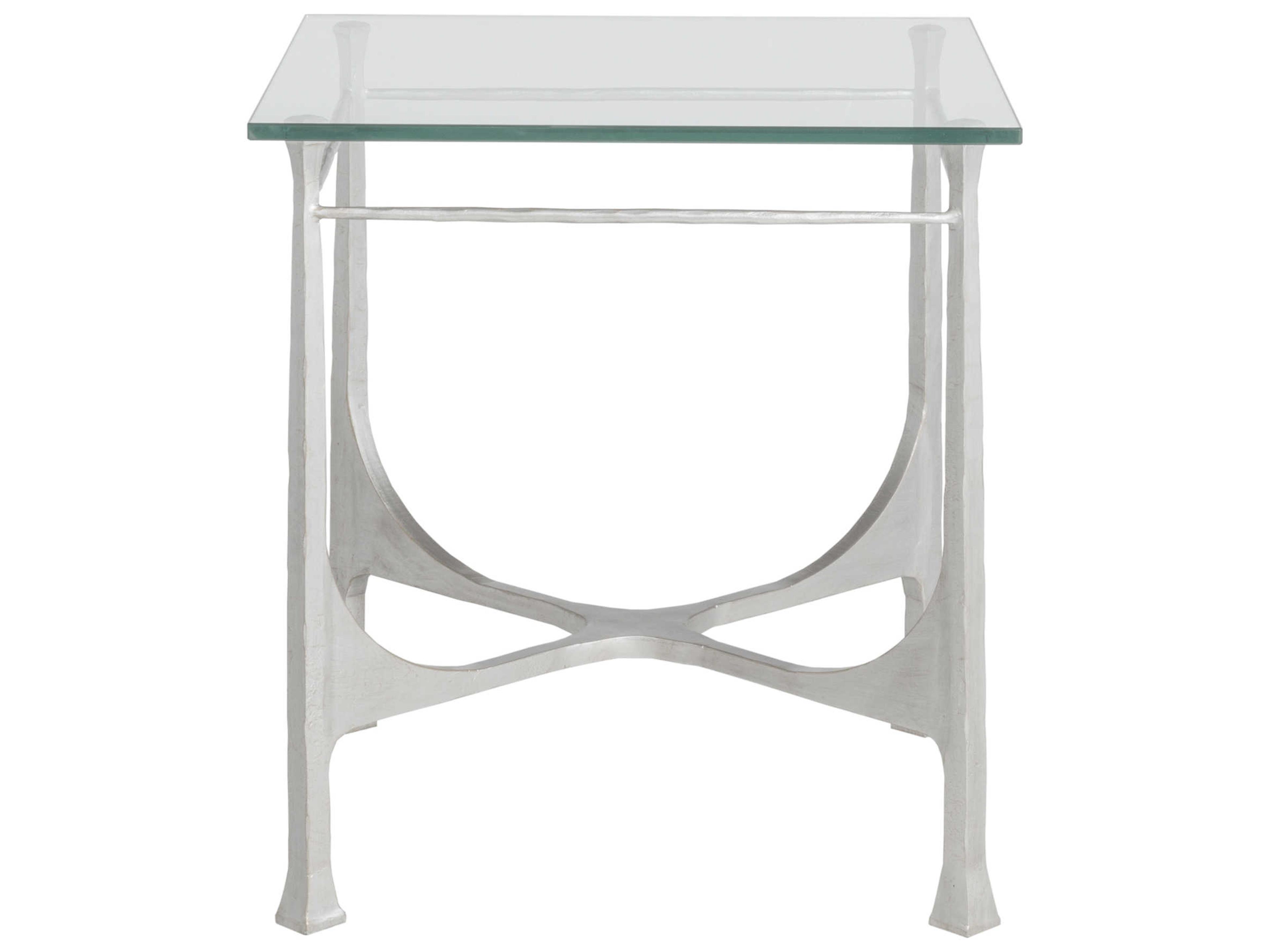 Artistica Metal Designs Bruno Square Glass Argento End Table