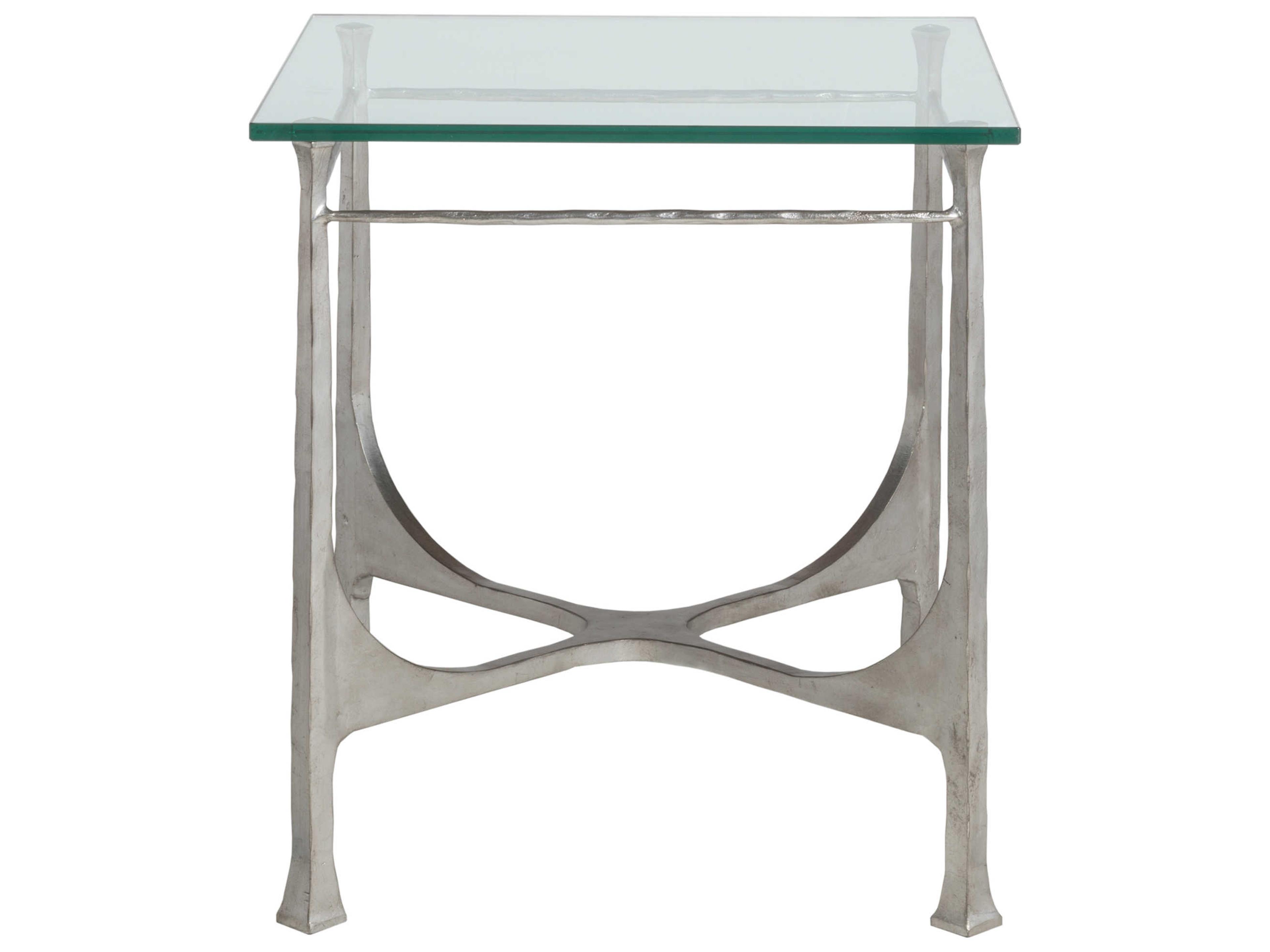 Artistica Metal Designs Bruno Square Glass Silver Leaf End Table