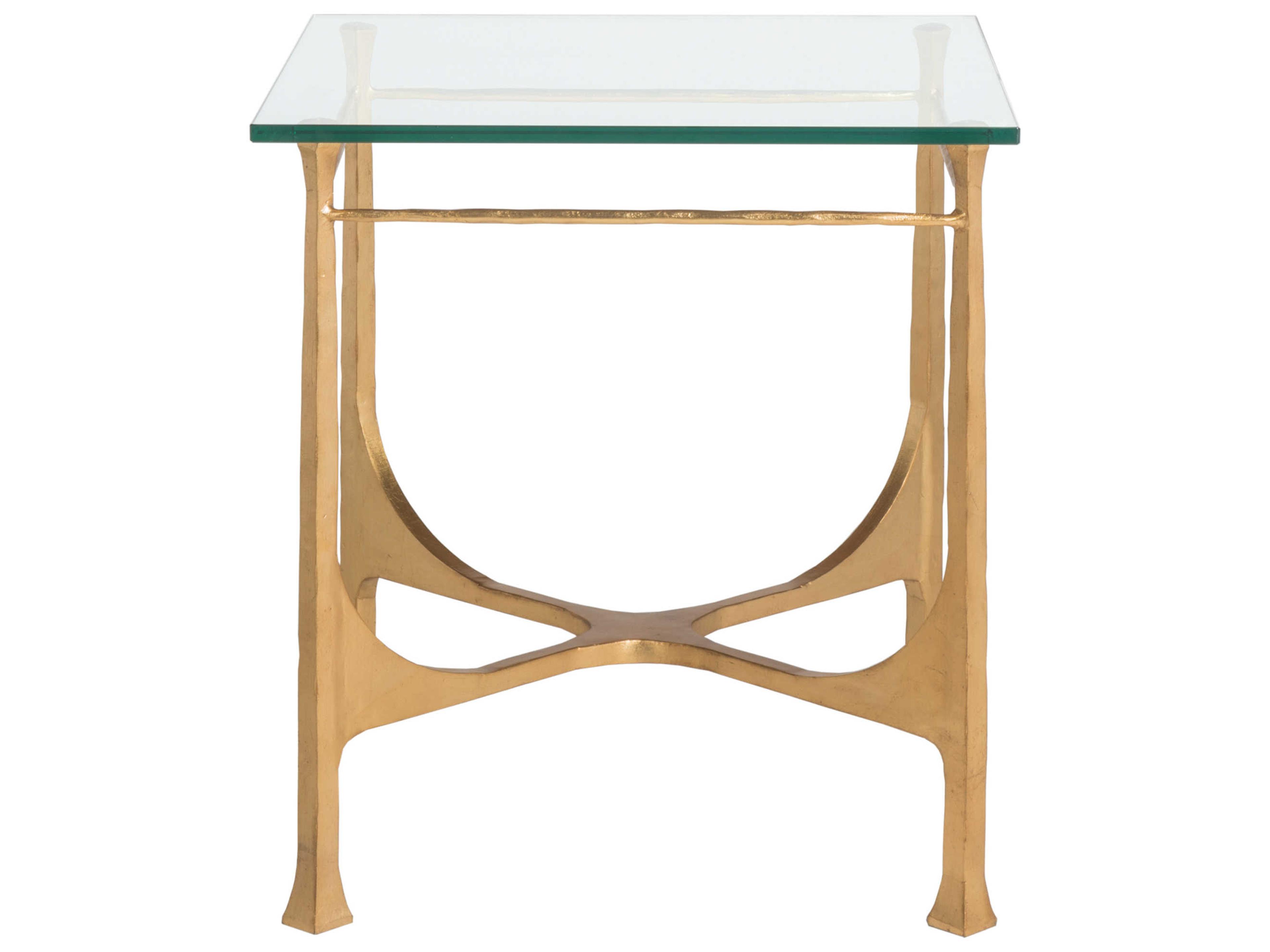 Artistica Metal Designs Bruno Square Glass Gold Leaf End Table