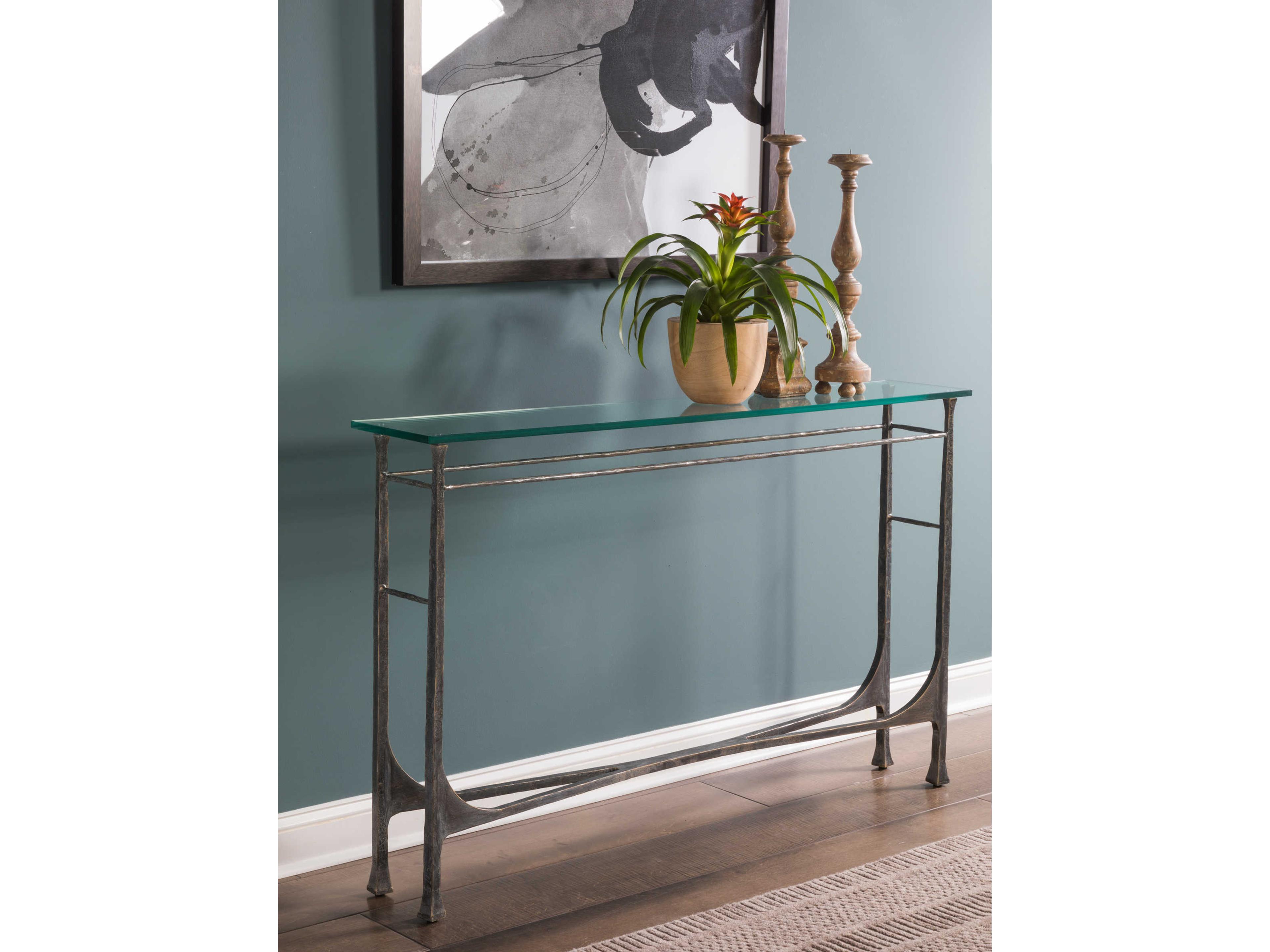 Artistica Metal Designs Bruno Rectangular Glass Console Table