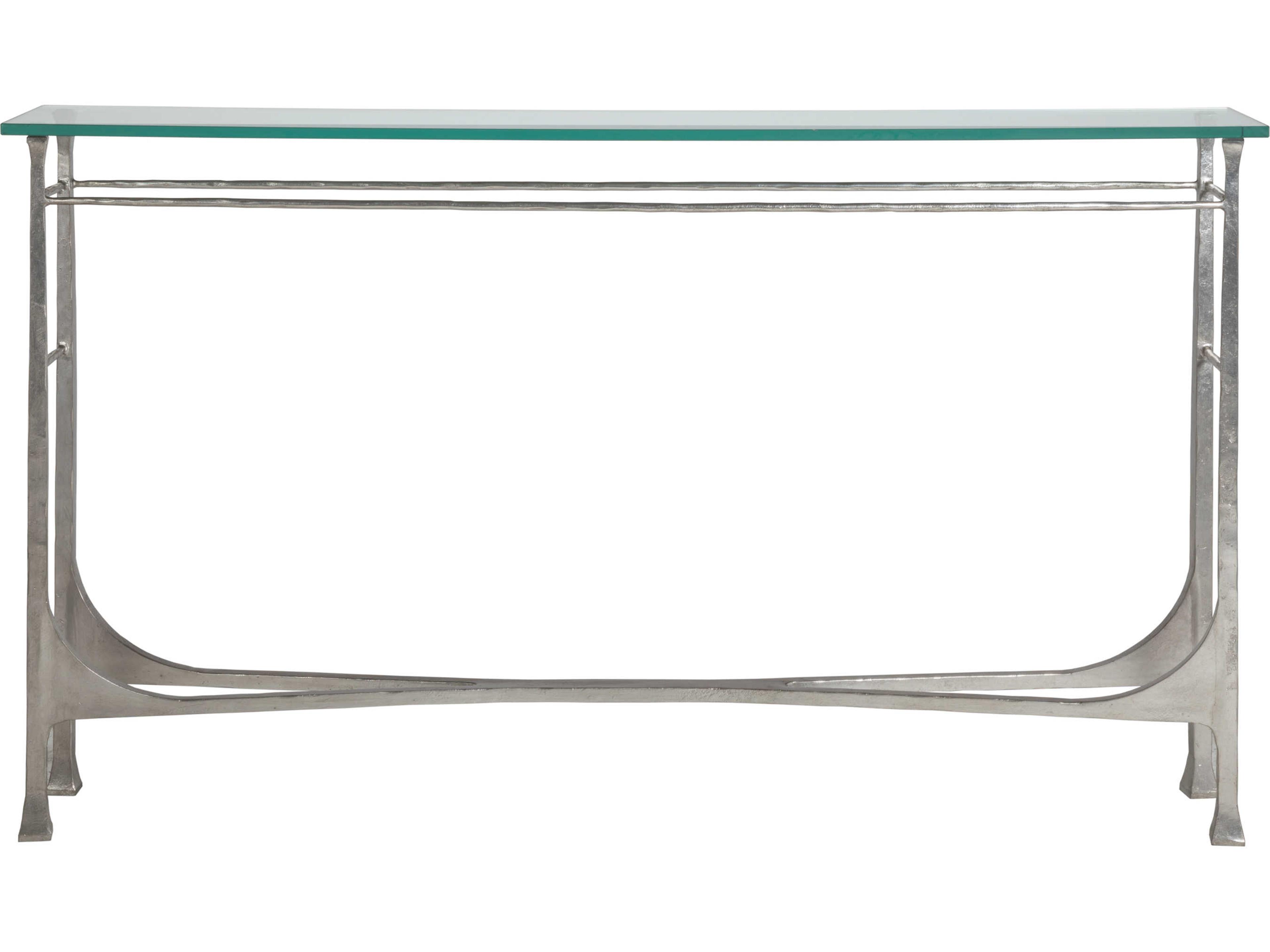 Artistica Metal Designs Bruno Rectangular Glass Silver Leaf Console Table