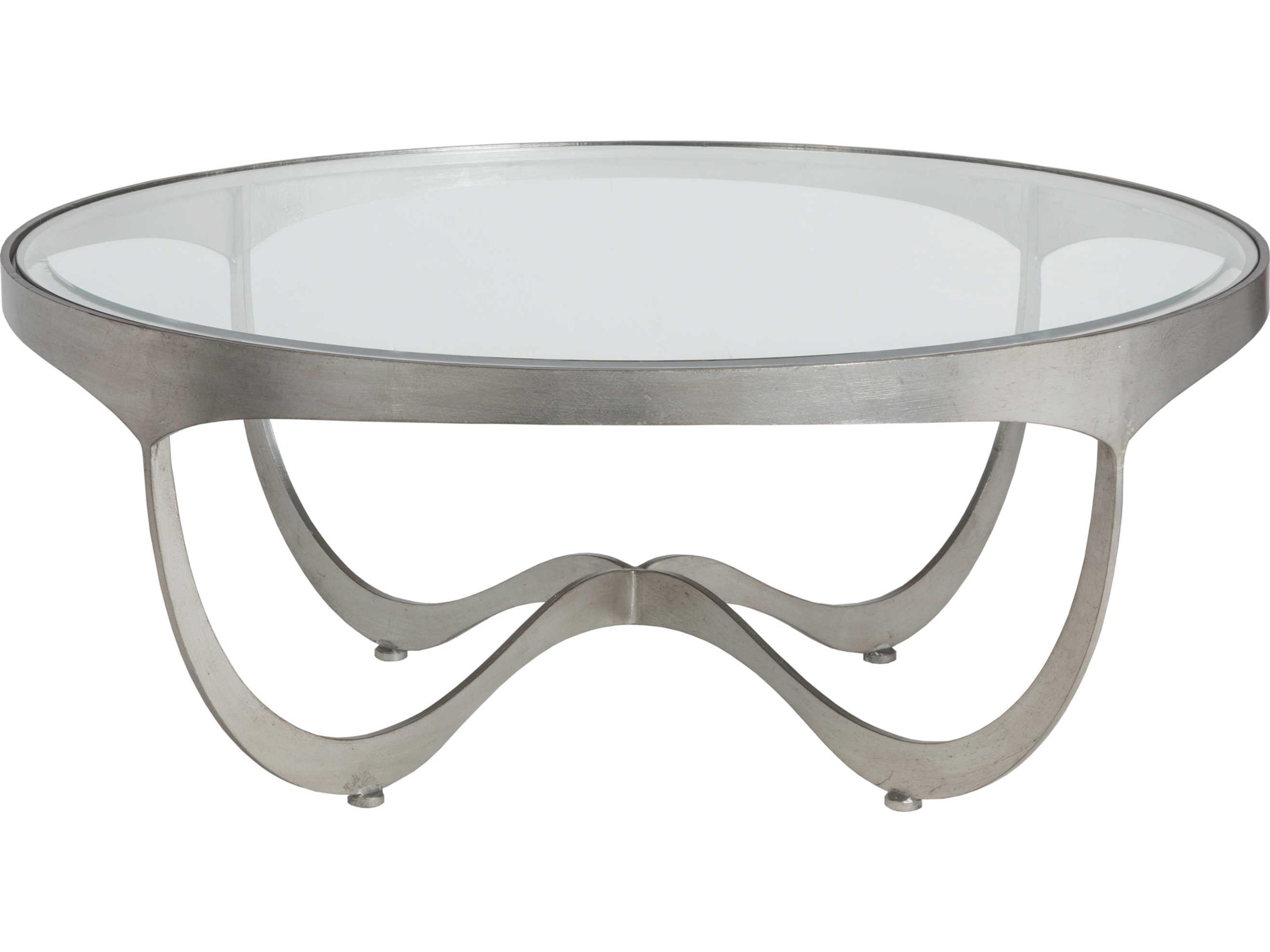 Artistica Metal Designs Sophie Round Glass Silver Leaf Cocktail Table