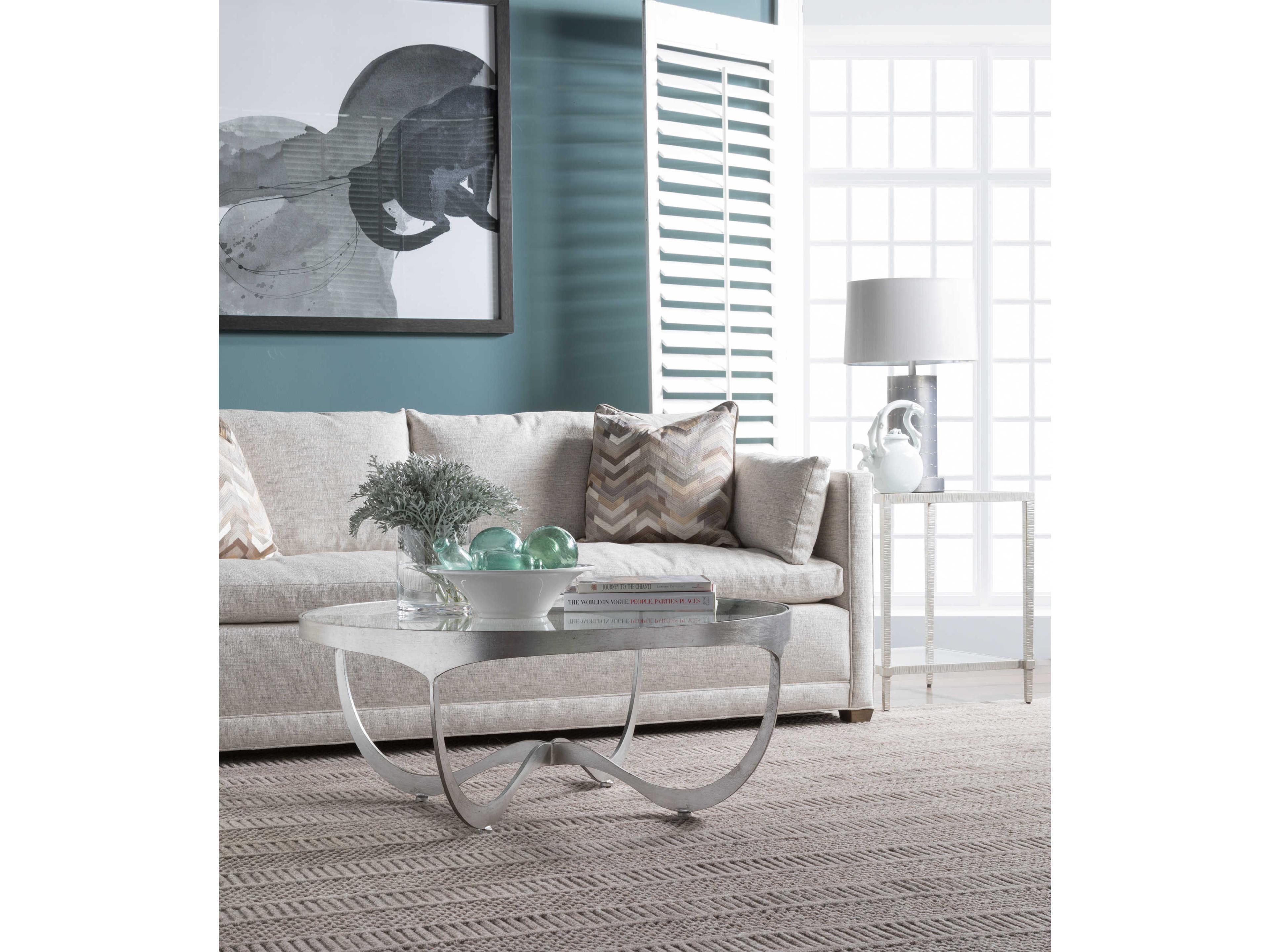 Artistica Metal Designs Sophie Round Glass Silver Leaf Cocktail Table