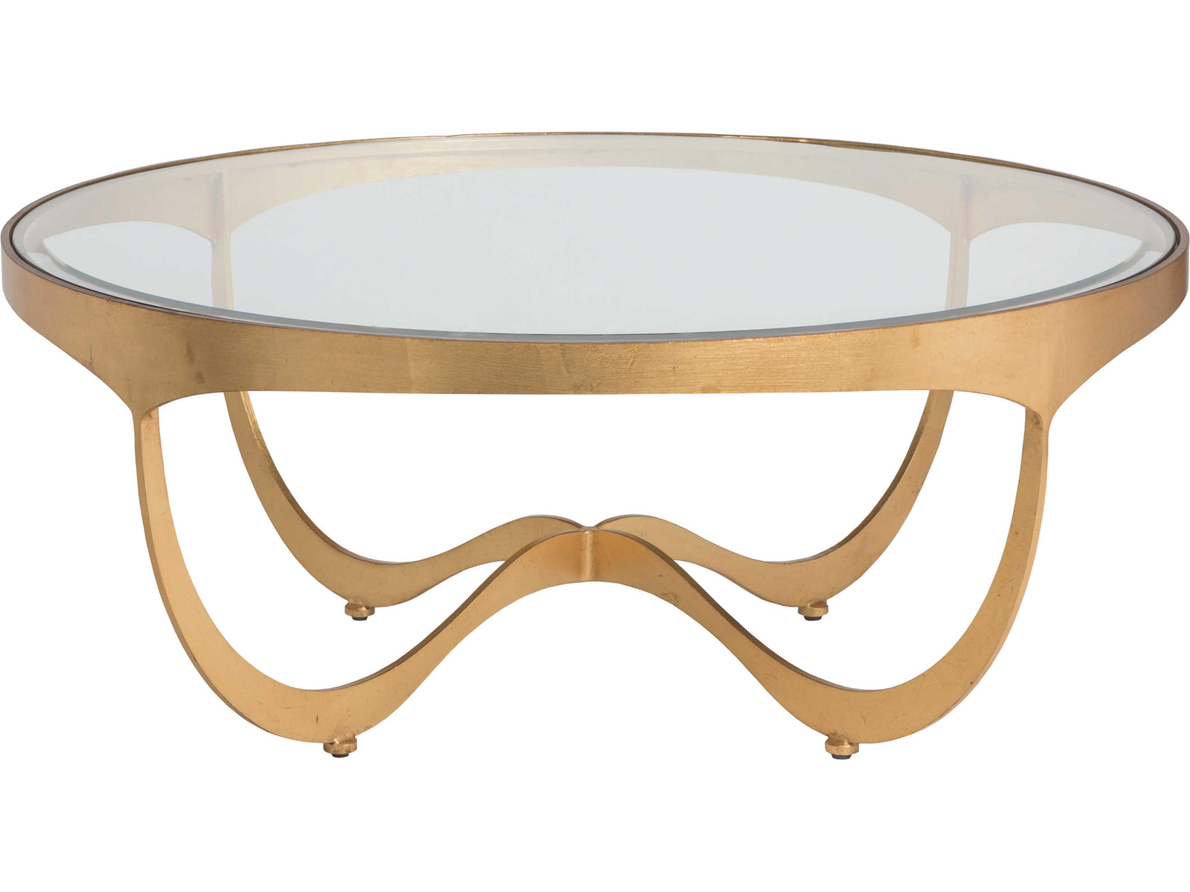 Artistica Metal Designs Sophie Round Glass Gold Leaf Cocktail Table