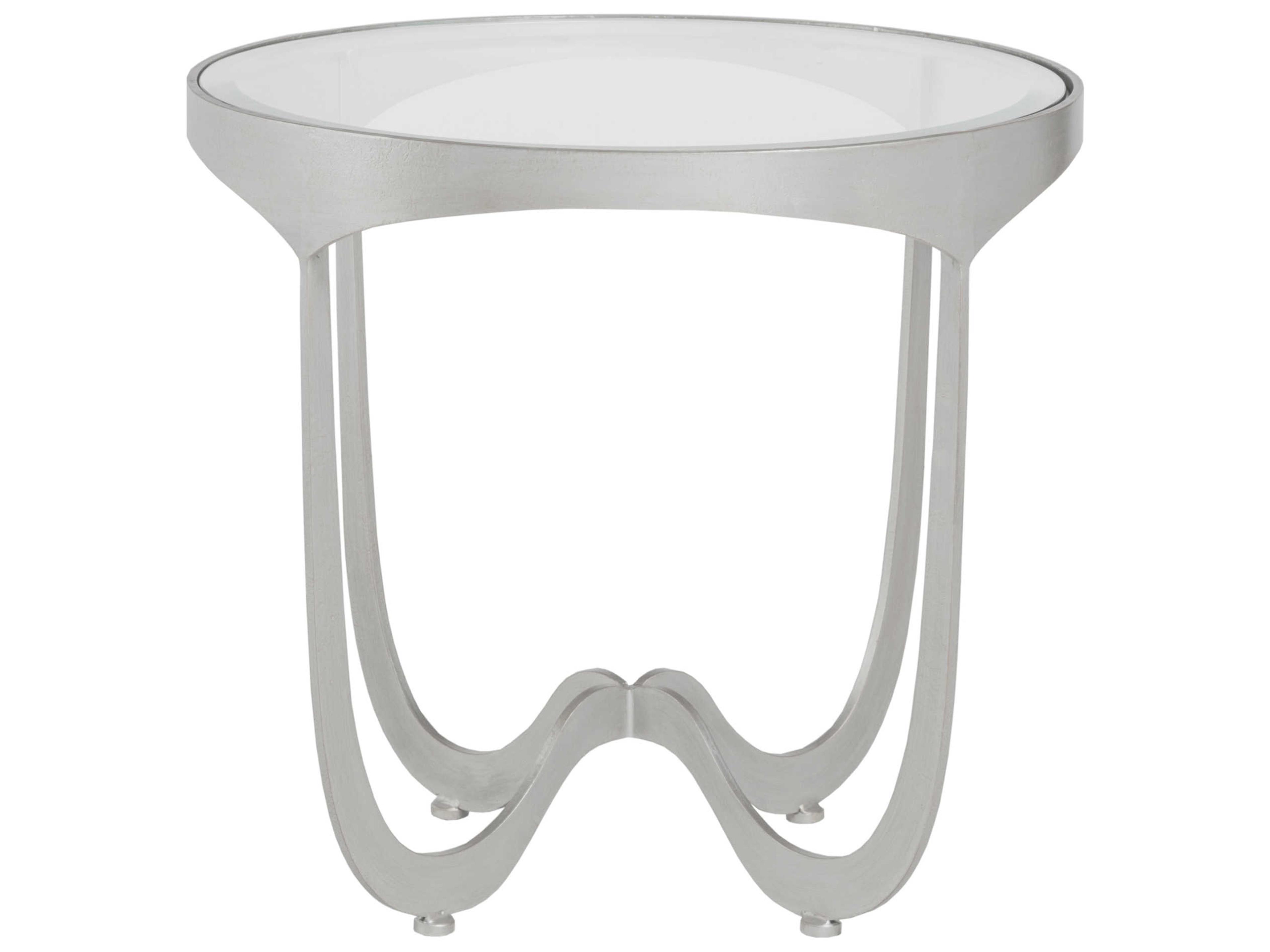 Artistica Metal Designs Sophie Round Glass Argento End Table