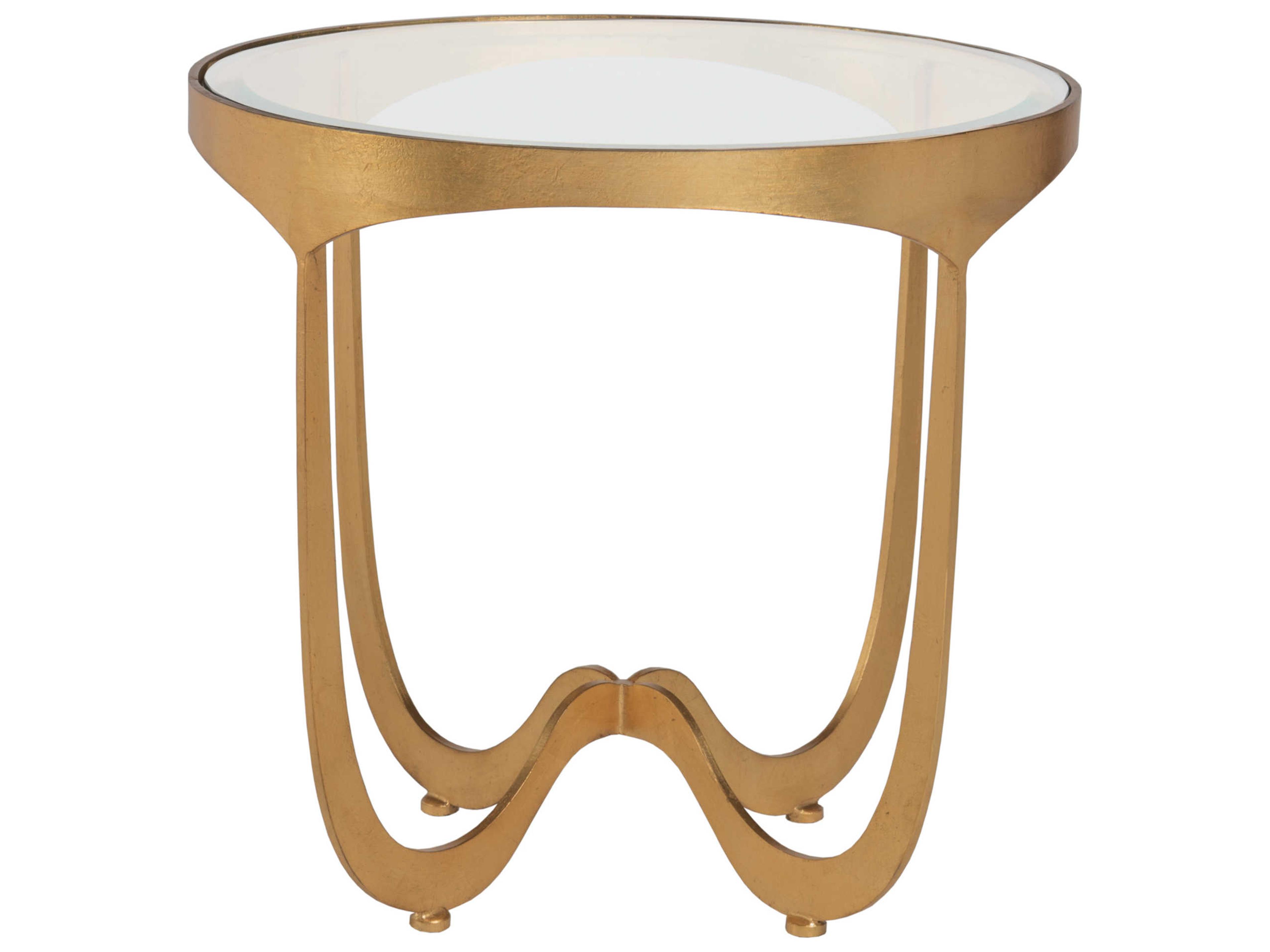 Artistica Metal Designs Sophie Round Glass Gold Leaf End Table