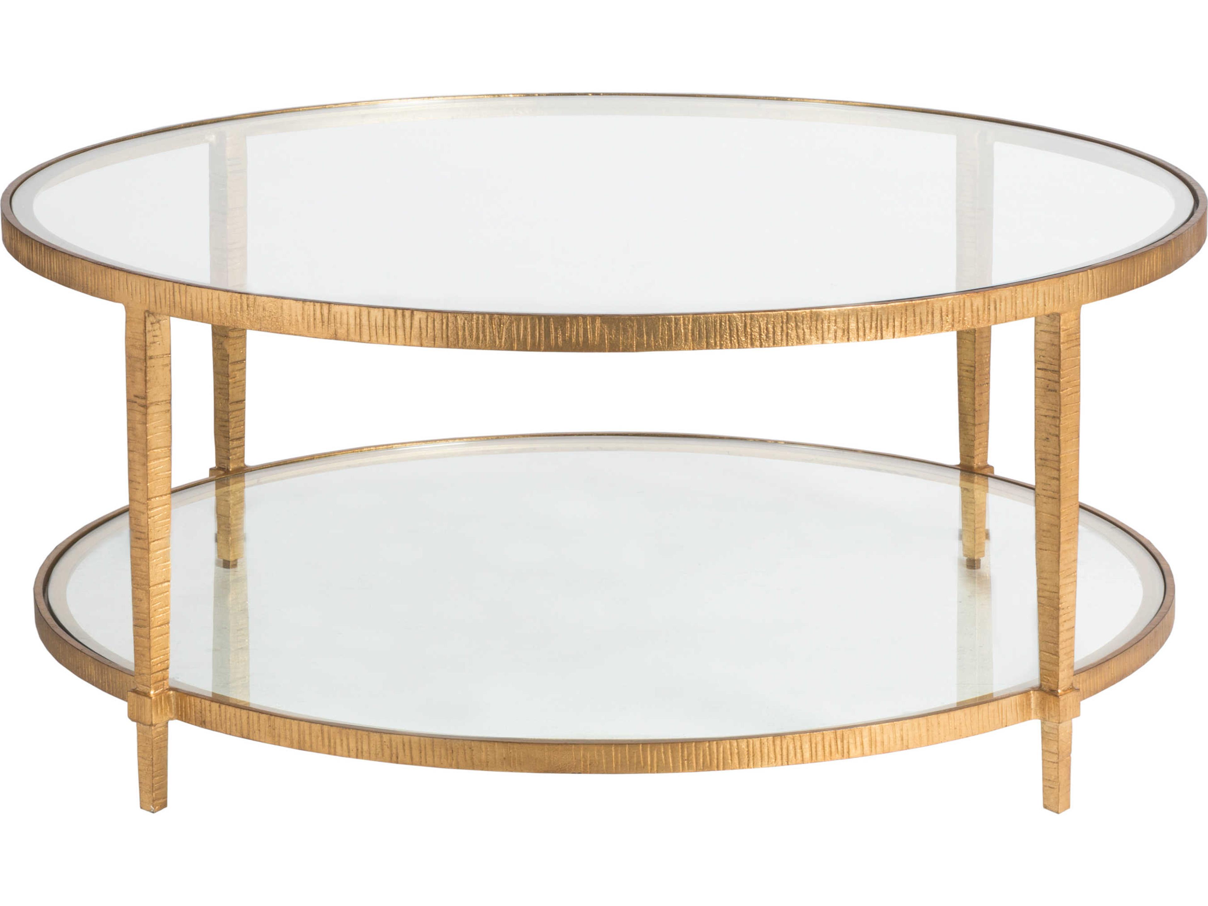 Artistica Metal Designs Claret Round Glass Gold Leaf Cocktail Table