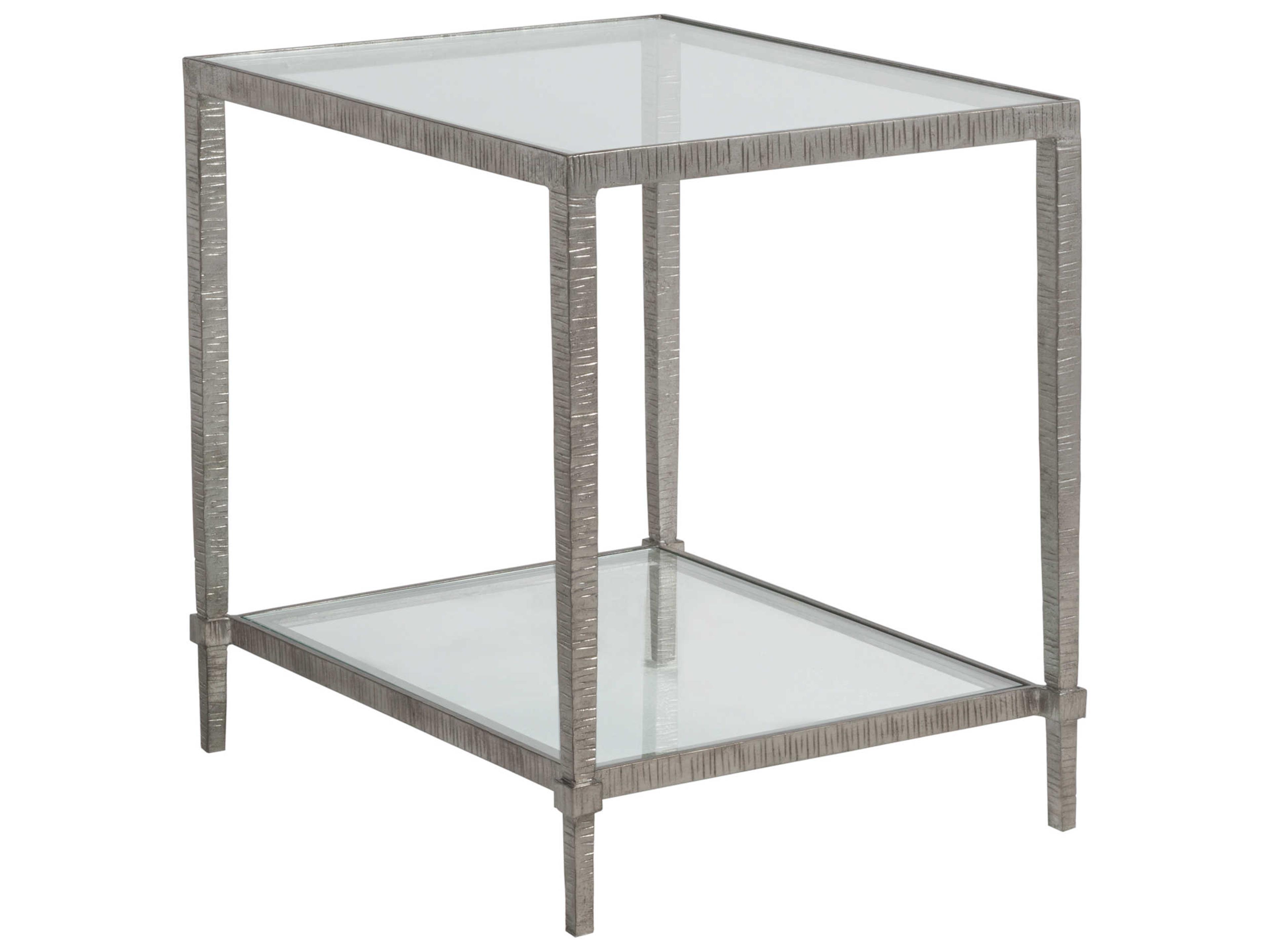 Artistica Metal Designs Claret Square Glass Silver Leaf End Table