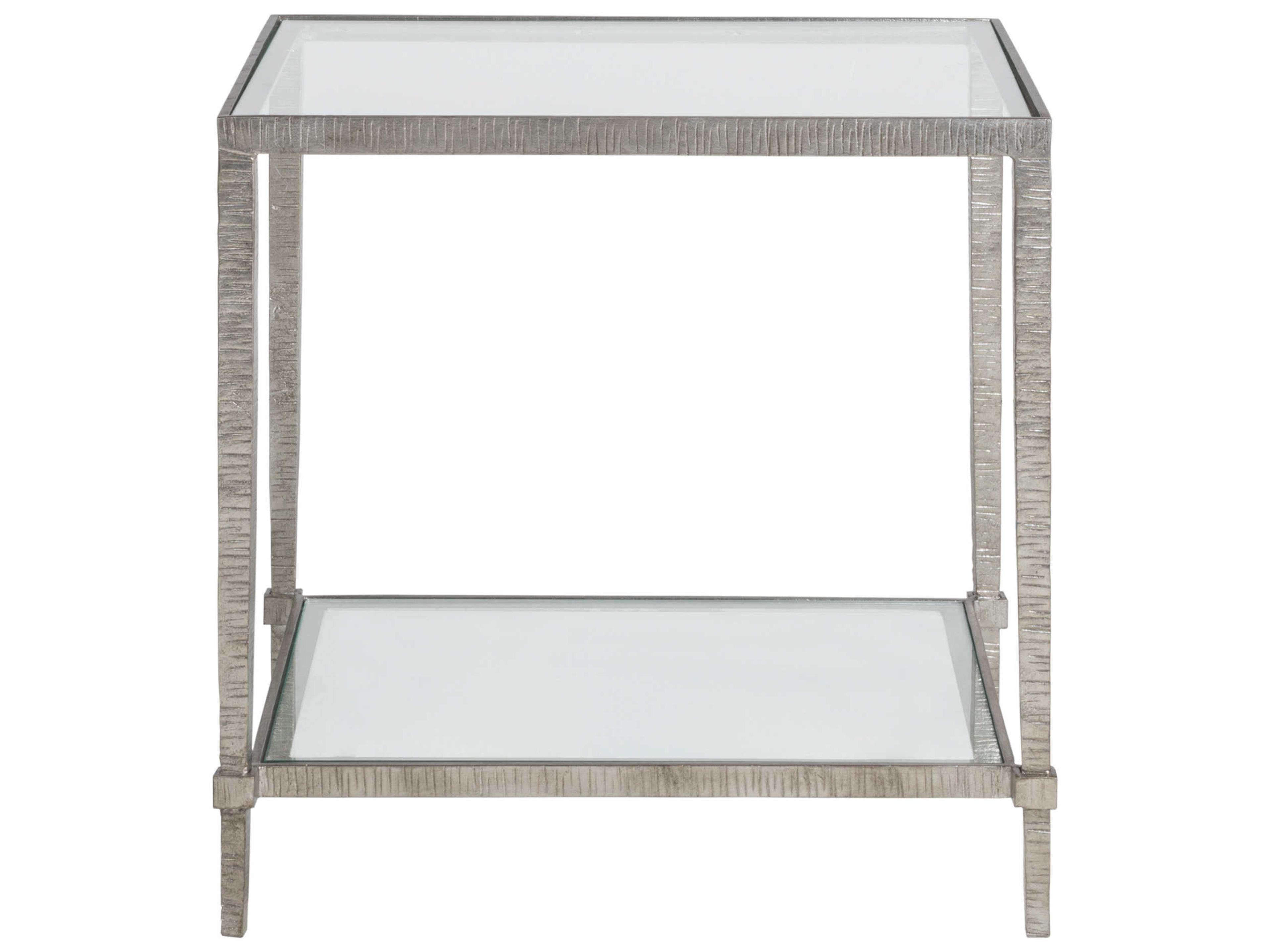 Artistica Metal Designs Claret Square Glass Silver Leaf End Table