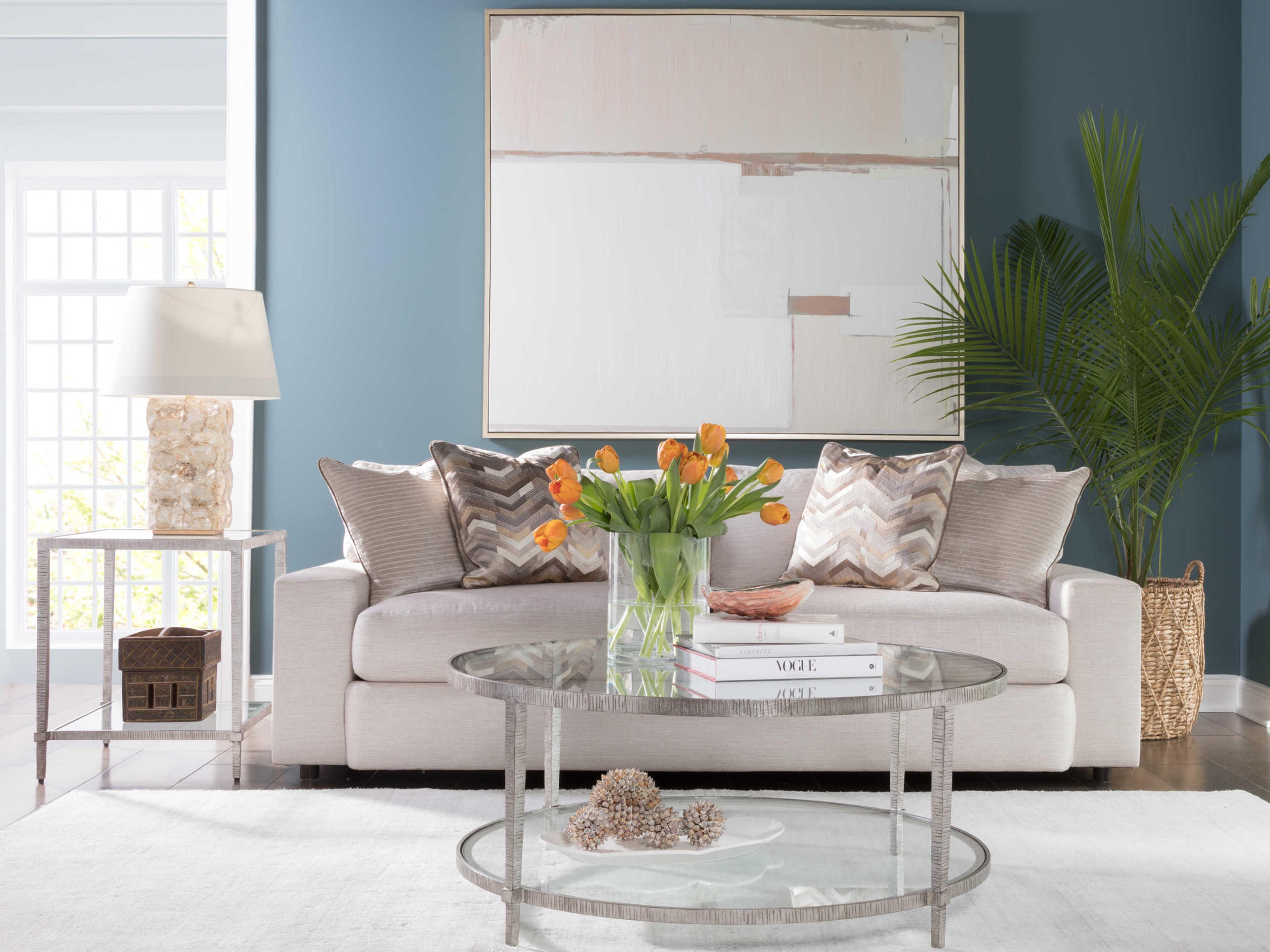 Artistica Metal Designs Claret Square Glass Silver Leaf End Table