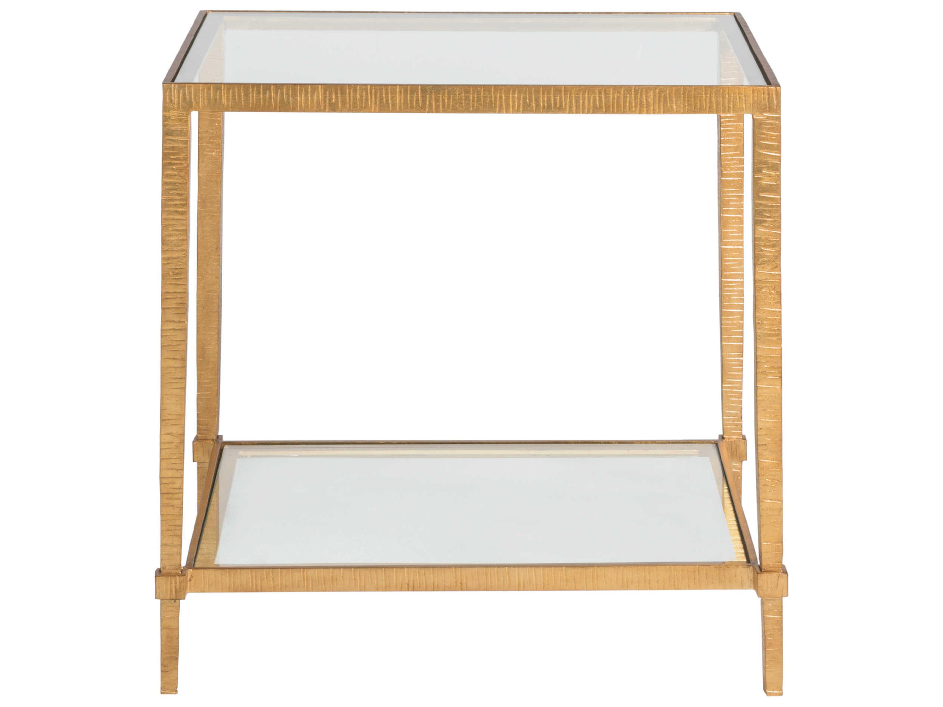 Artistica Metal Designs Claret Square Glass Gold Leaf End Table